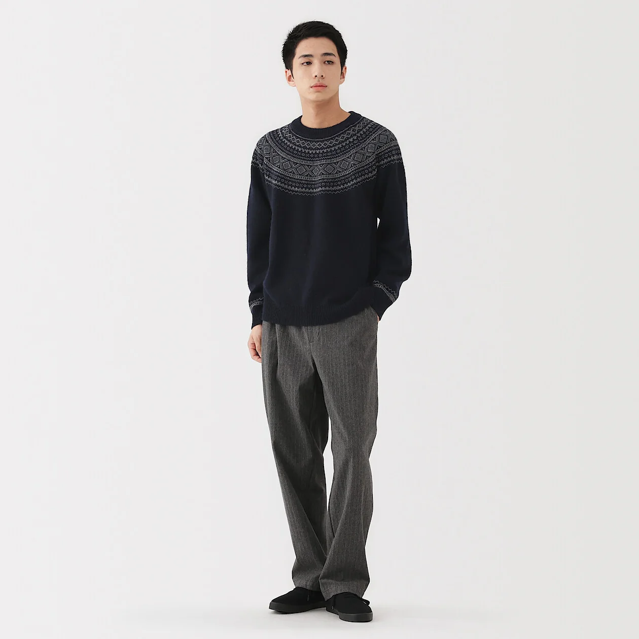 Andes Wool Jacquard Crewneck Sweater - Image 9