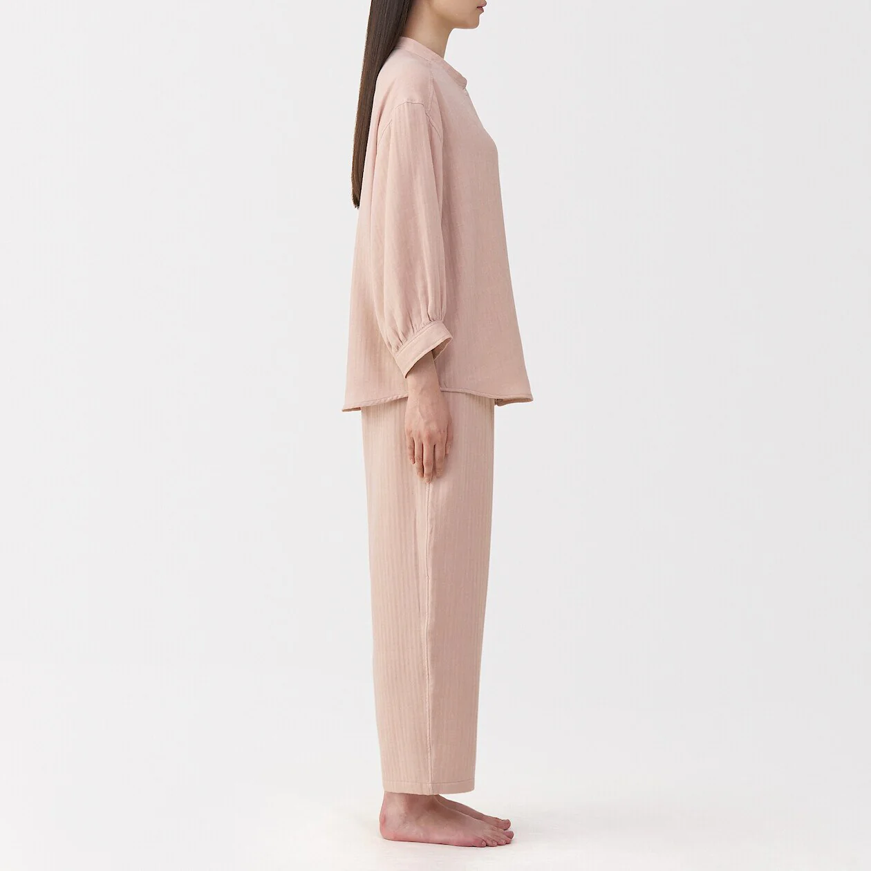 Herringbone Gauze Stand Collar Pyjamas - Image 14