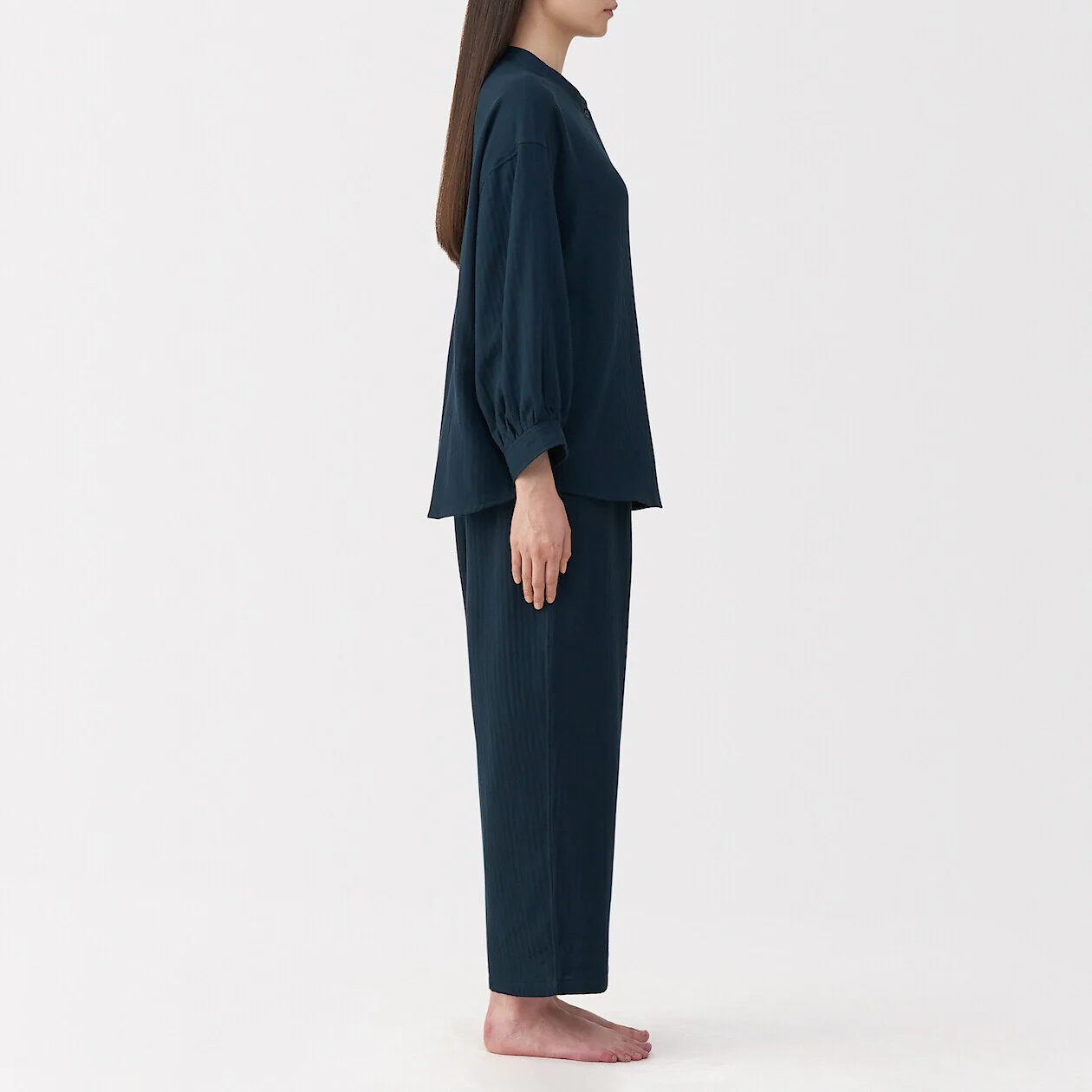 Herringbone Gauze Stand Collar Pyjamas - Image 25