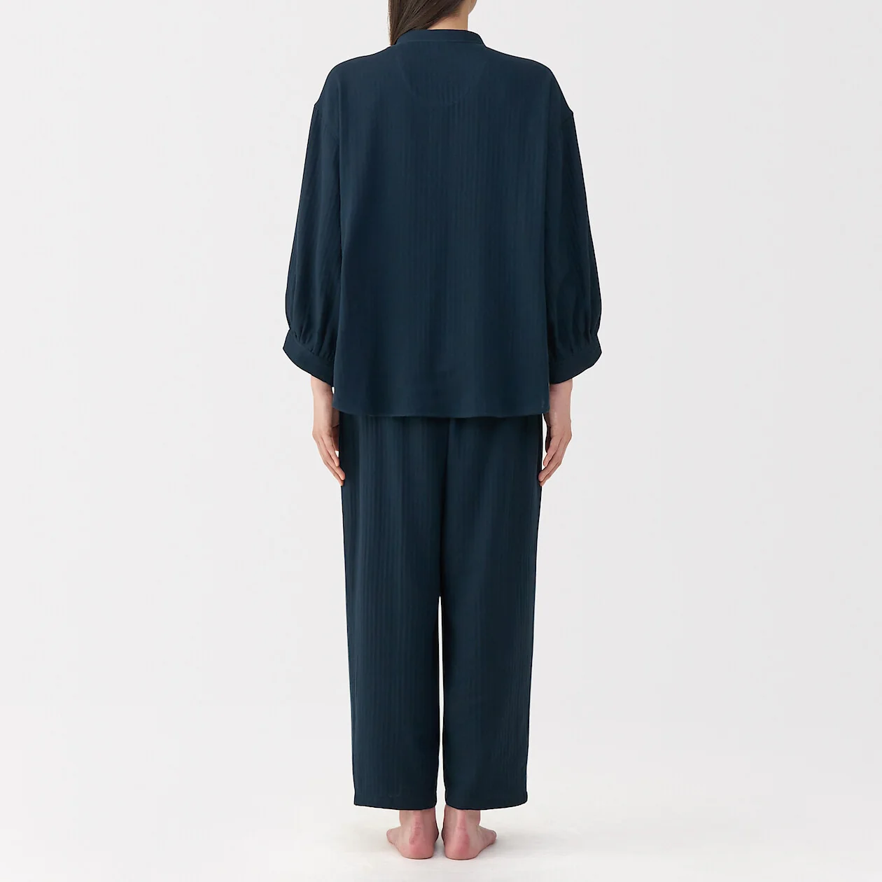 Herringbone Gauze Stand Collar Pyjamas - Image 26