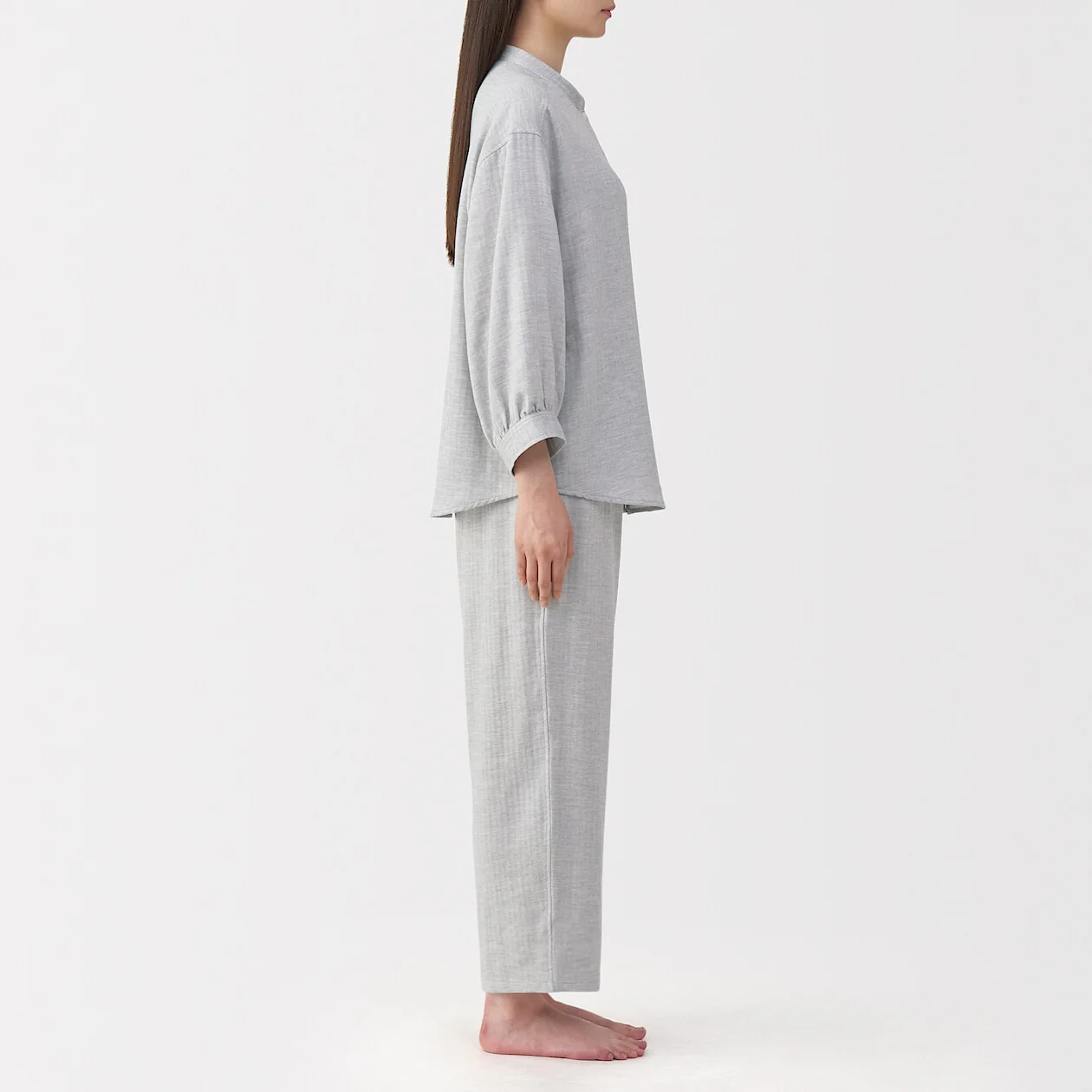 Herringbone Gauze Stand Collar Pyjamas - Image 3