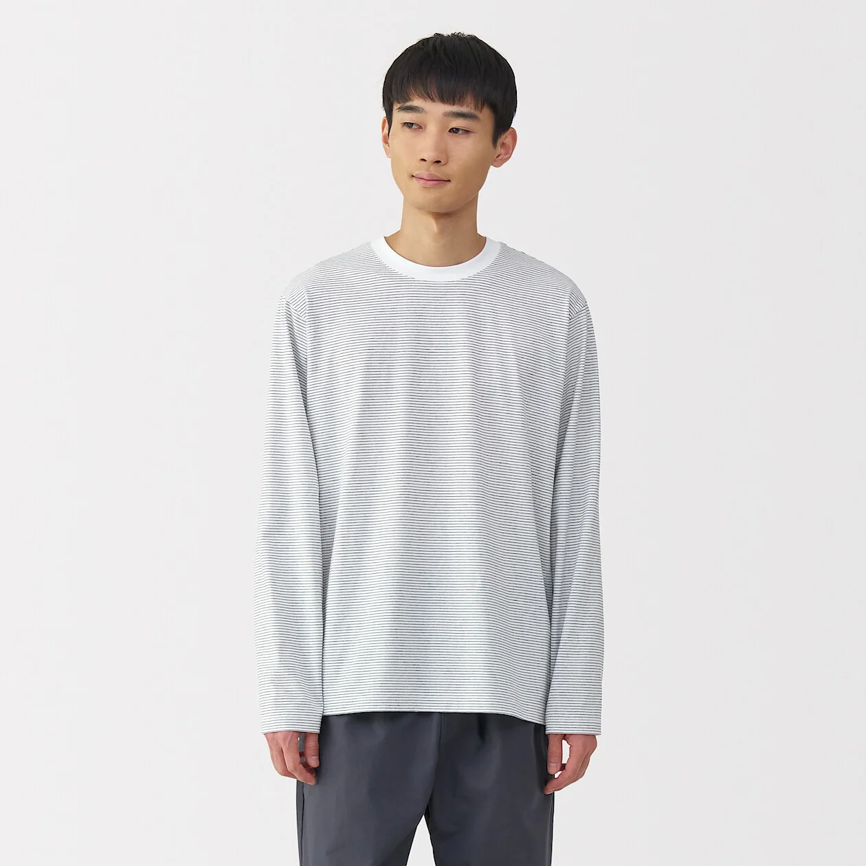 Stripe Jersey Crewneck Long Sleeve T-Shirt - Image 30