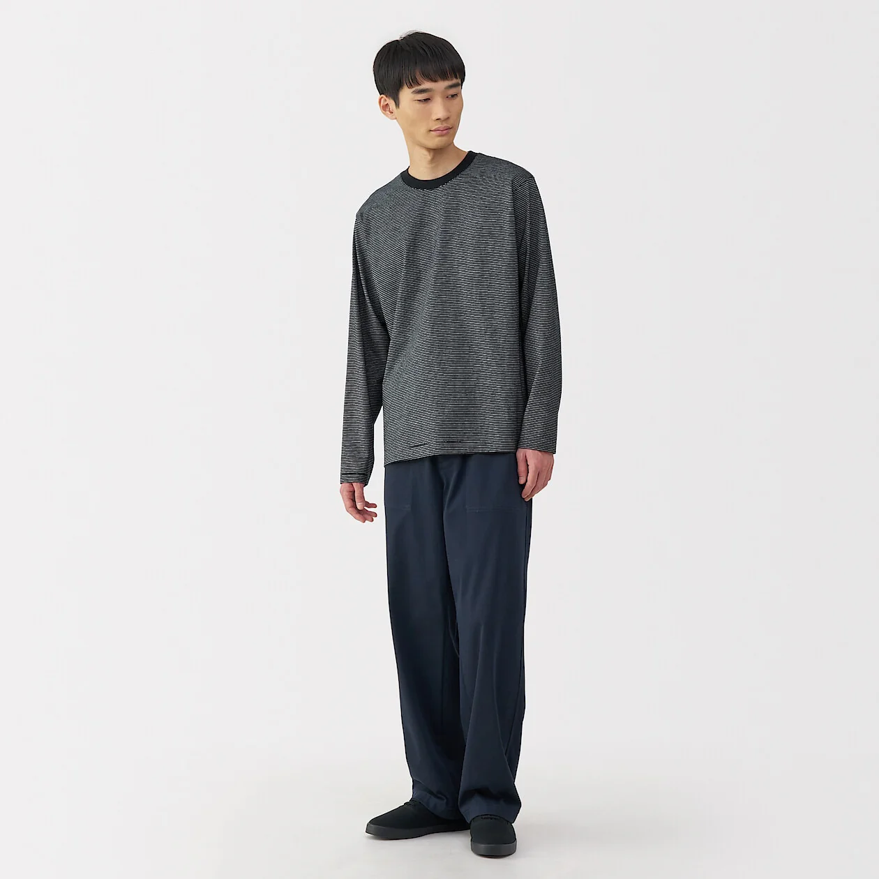 Stripe Jersey Crewneck Long Sleeve T-Shirt - Image 38