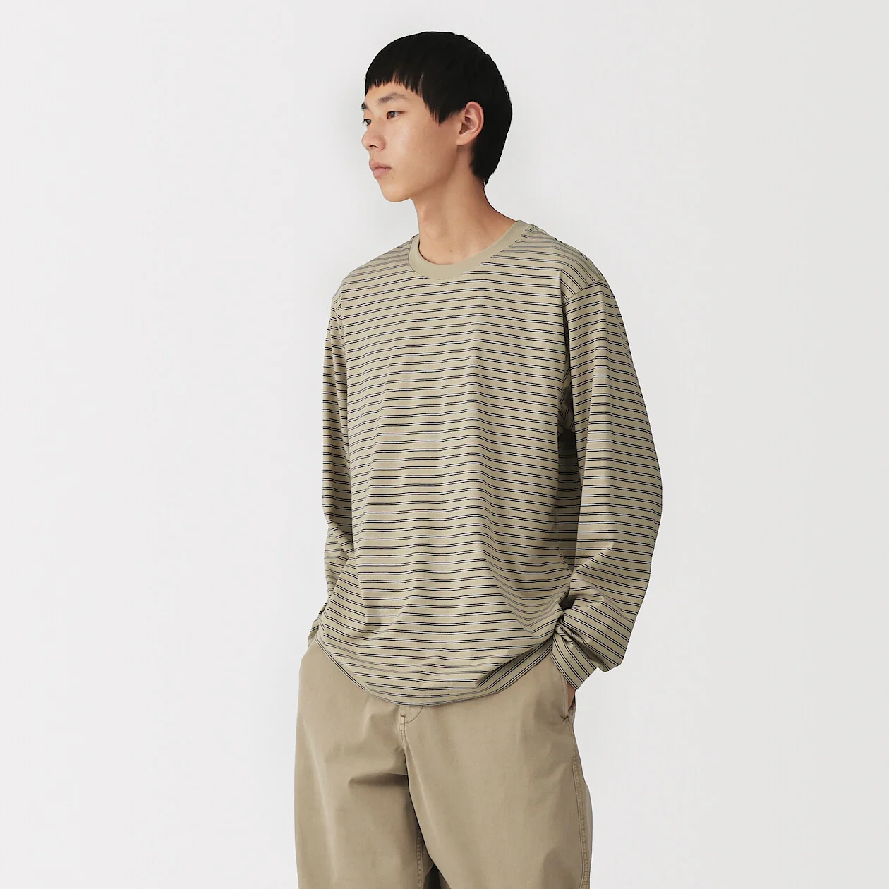 Stripe Jersey Crewneck Long Sleeve T-Shirt - Image 5