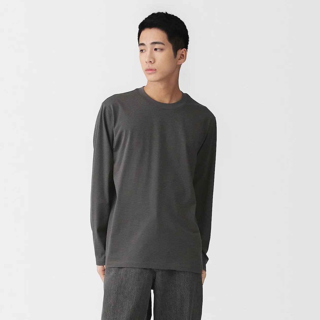 Stripe Jersey Crewneck Long Sleeve T-Shirt - Image 9