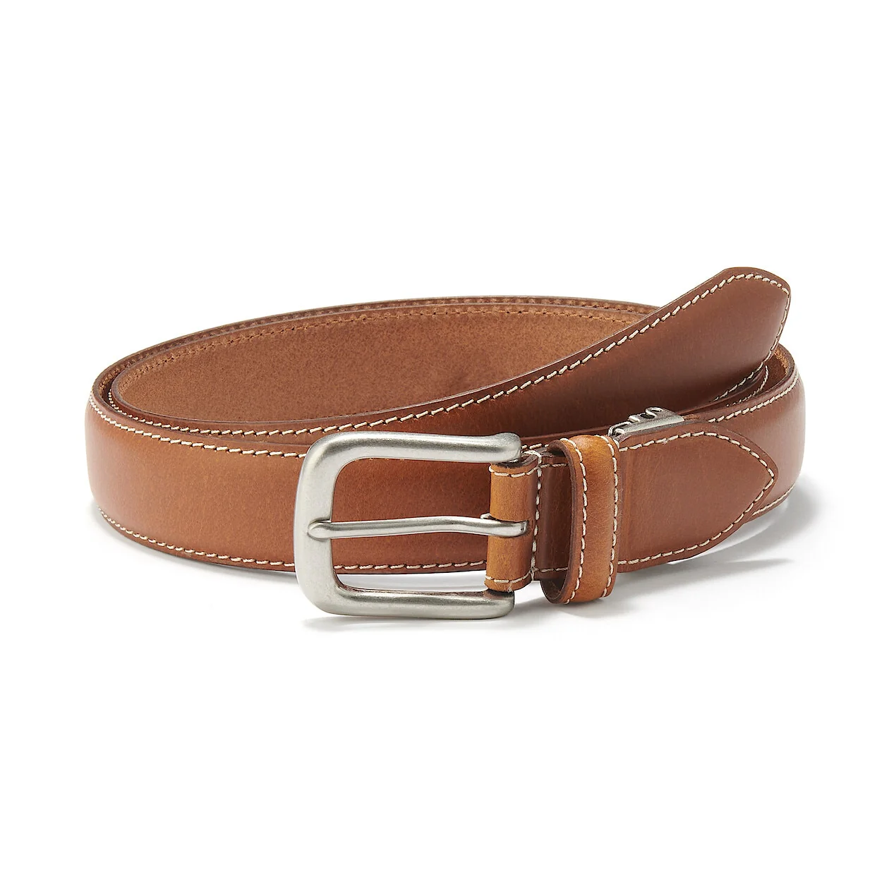Vegetable Tanned Leather Belt with Stitching - Image 2