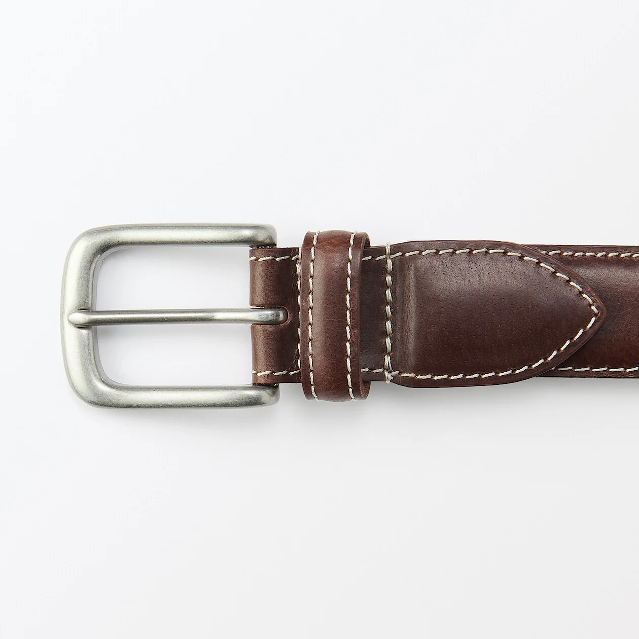 Vegetable Tanned Leather Belt with Stitching - Image 22