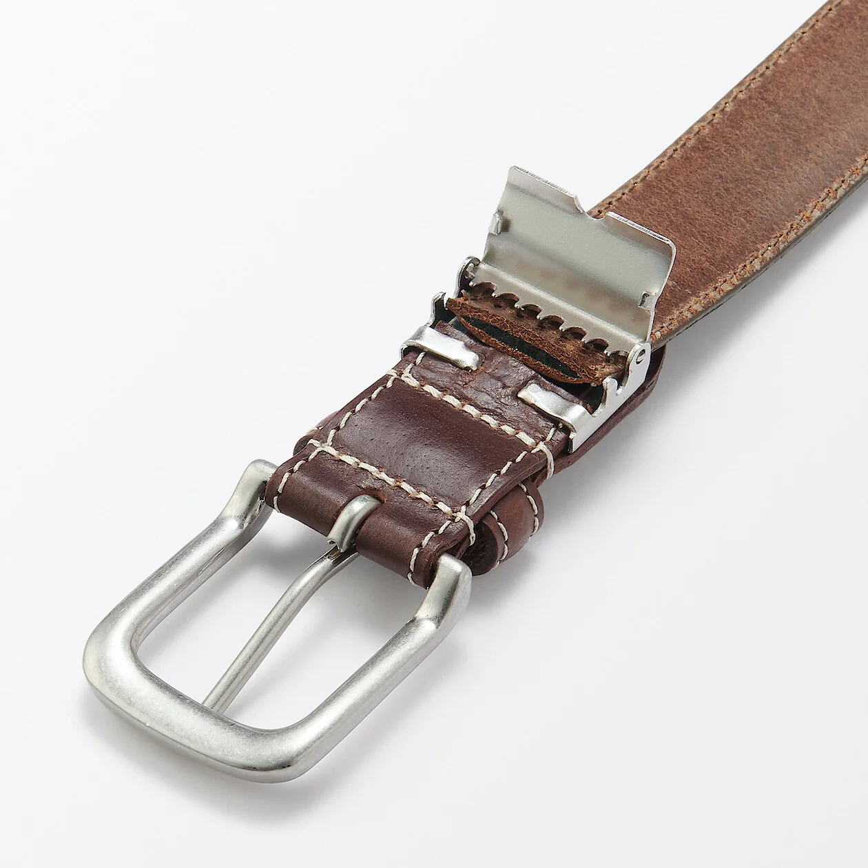 Vegetable Tanned Leather Belt with Stitching - Image 26