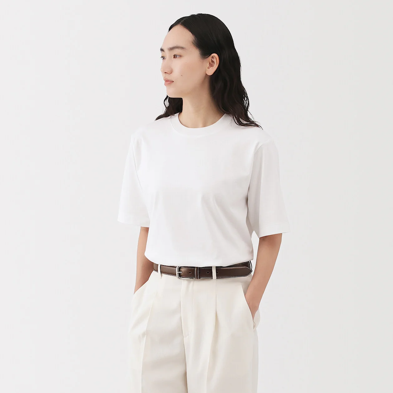 Vegetable Tanned Leather Belt with Stitching - Image 29