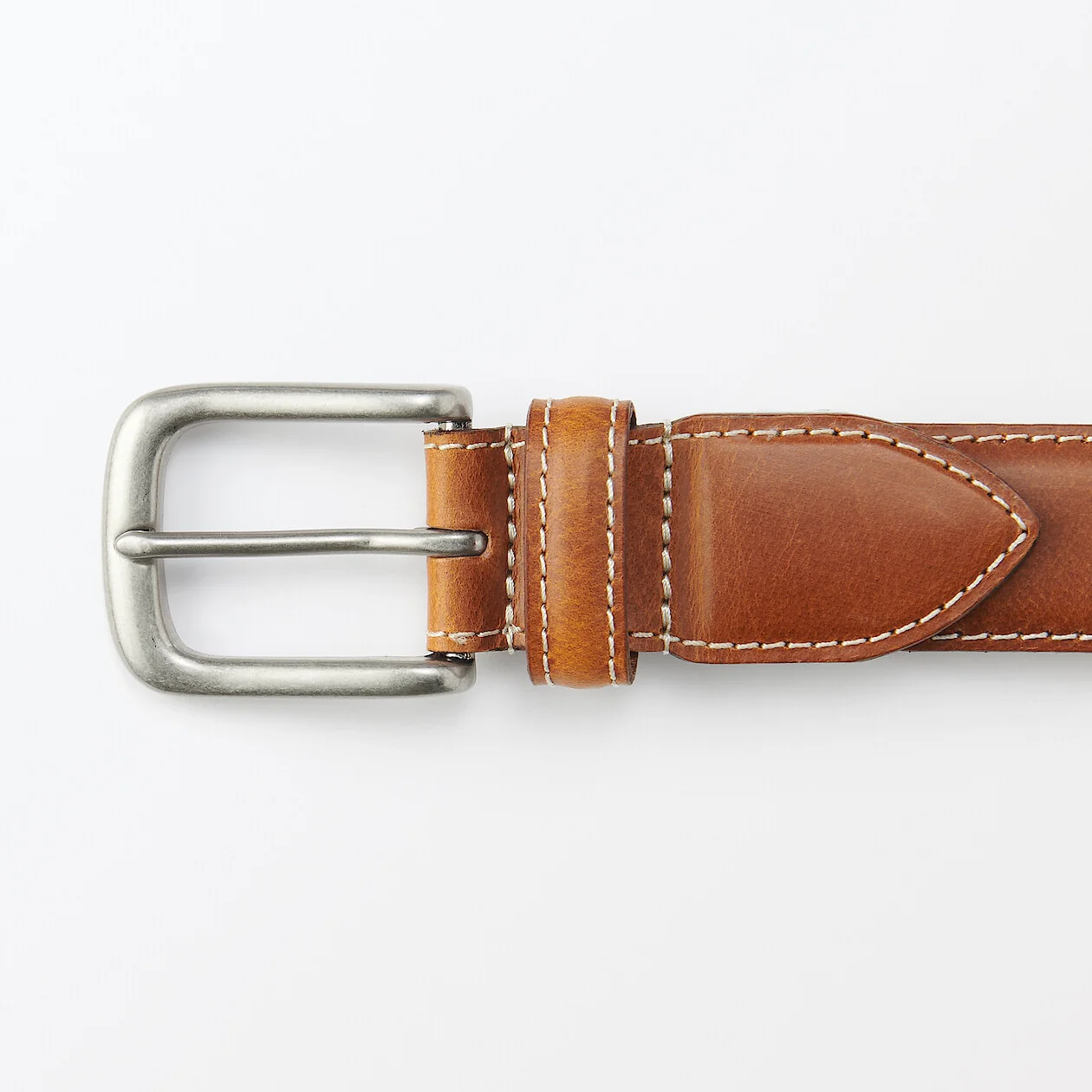 Vegetable Tanned Leather Belt with Stitching - Image 3