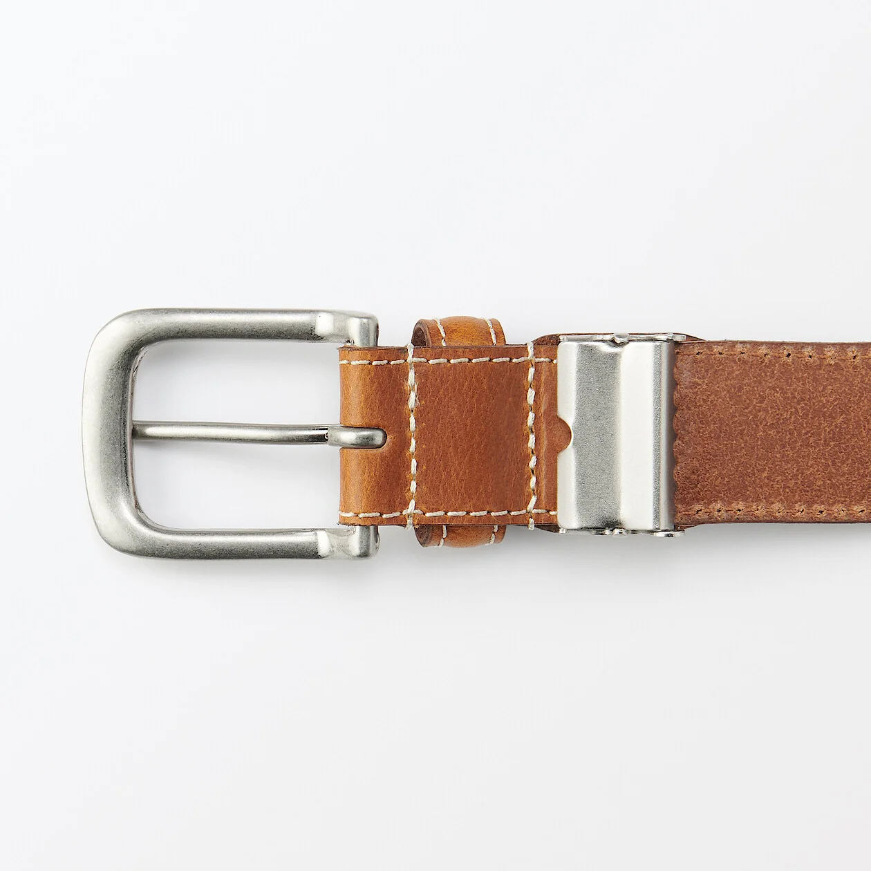 Vegetable Tanned Leather Belt with Stitching - Image 4