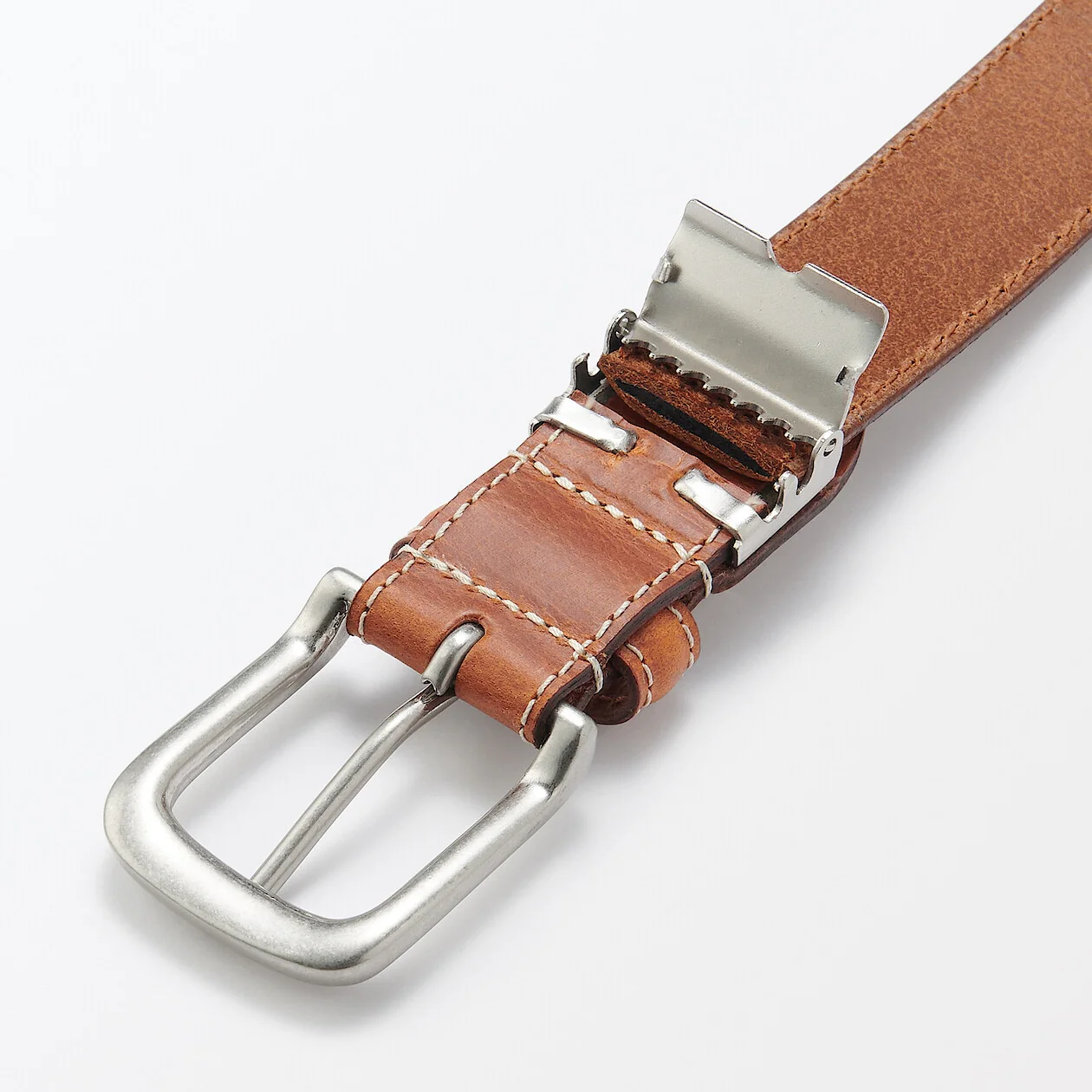 Vegetable Tanned Leather Belt with Stitching - Image 7
