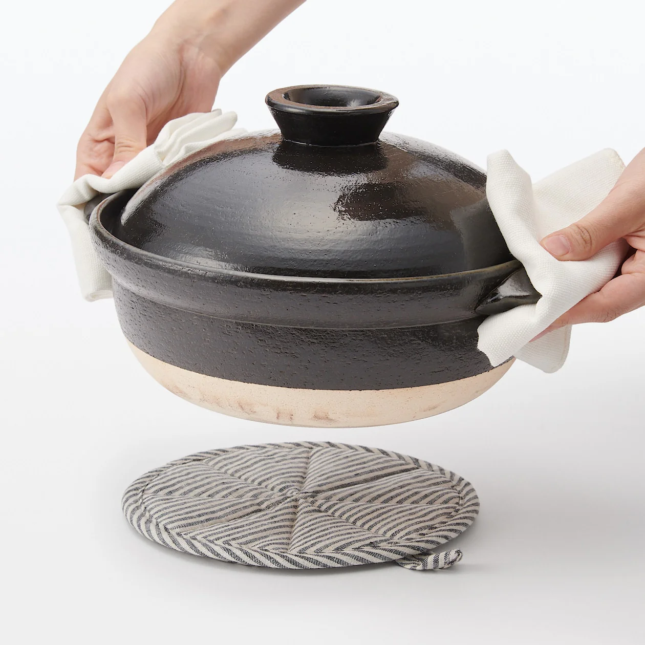 Linen Plain Weave Pot Holder & Mat - Stripe - Image 3