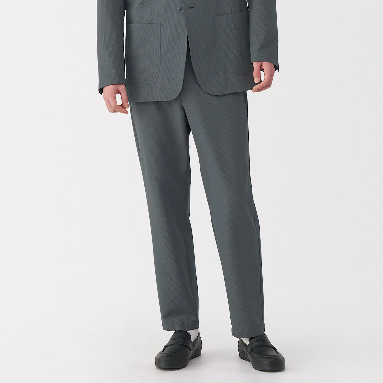 Breathable Seersucker Flat Front Pants