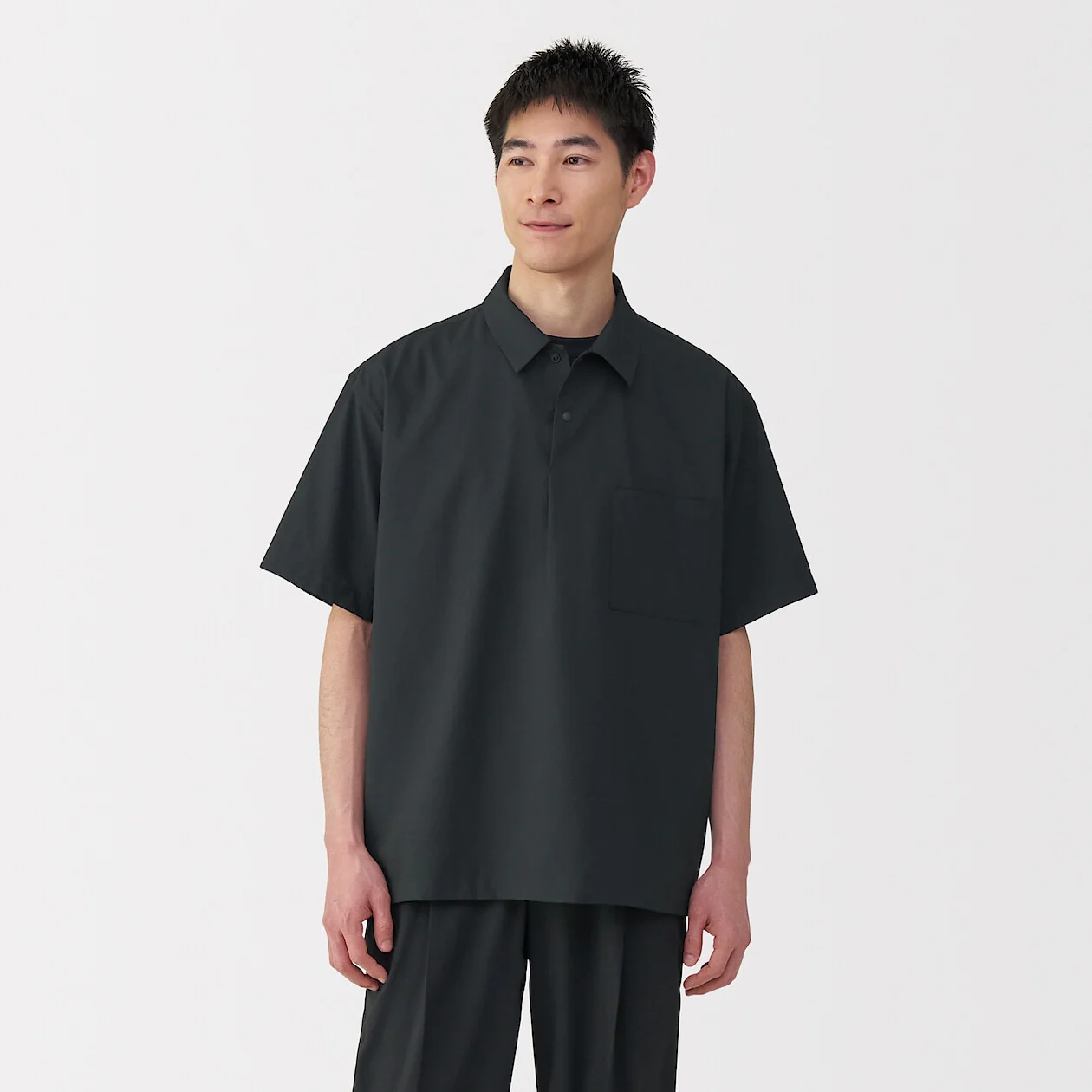 Breathable Short Sleeve Woven Polo Shirt
