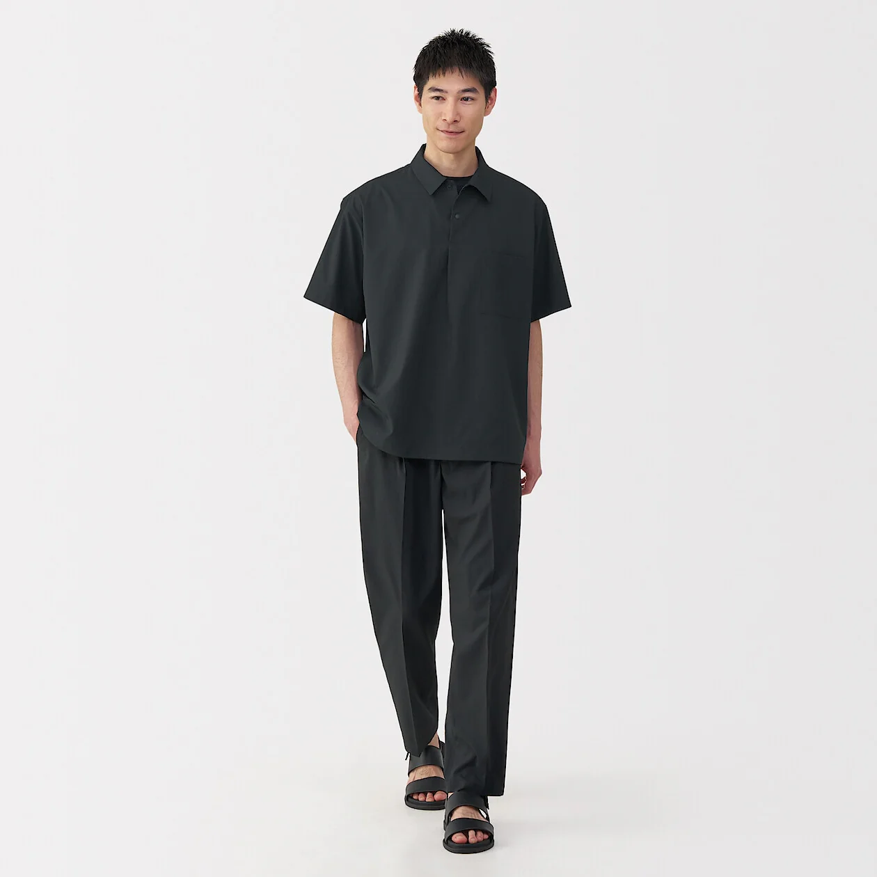 Breathable Short Sleeve Woven Polo Shirt - Image 2