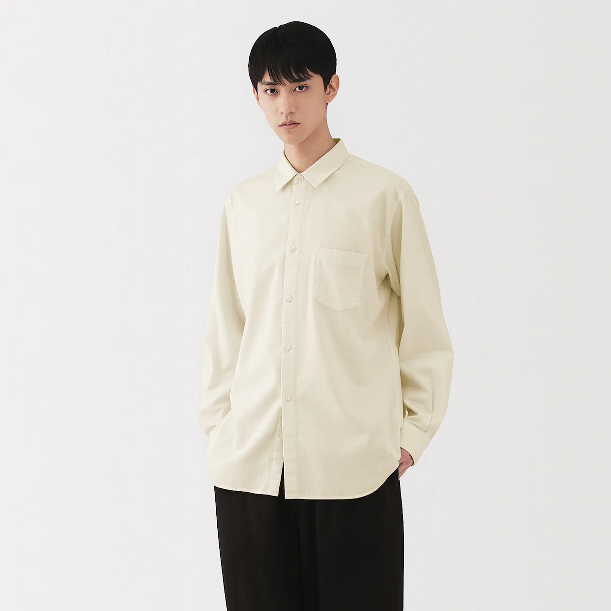 Brushed Cotton Twill Collared Shirt