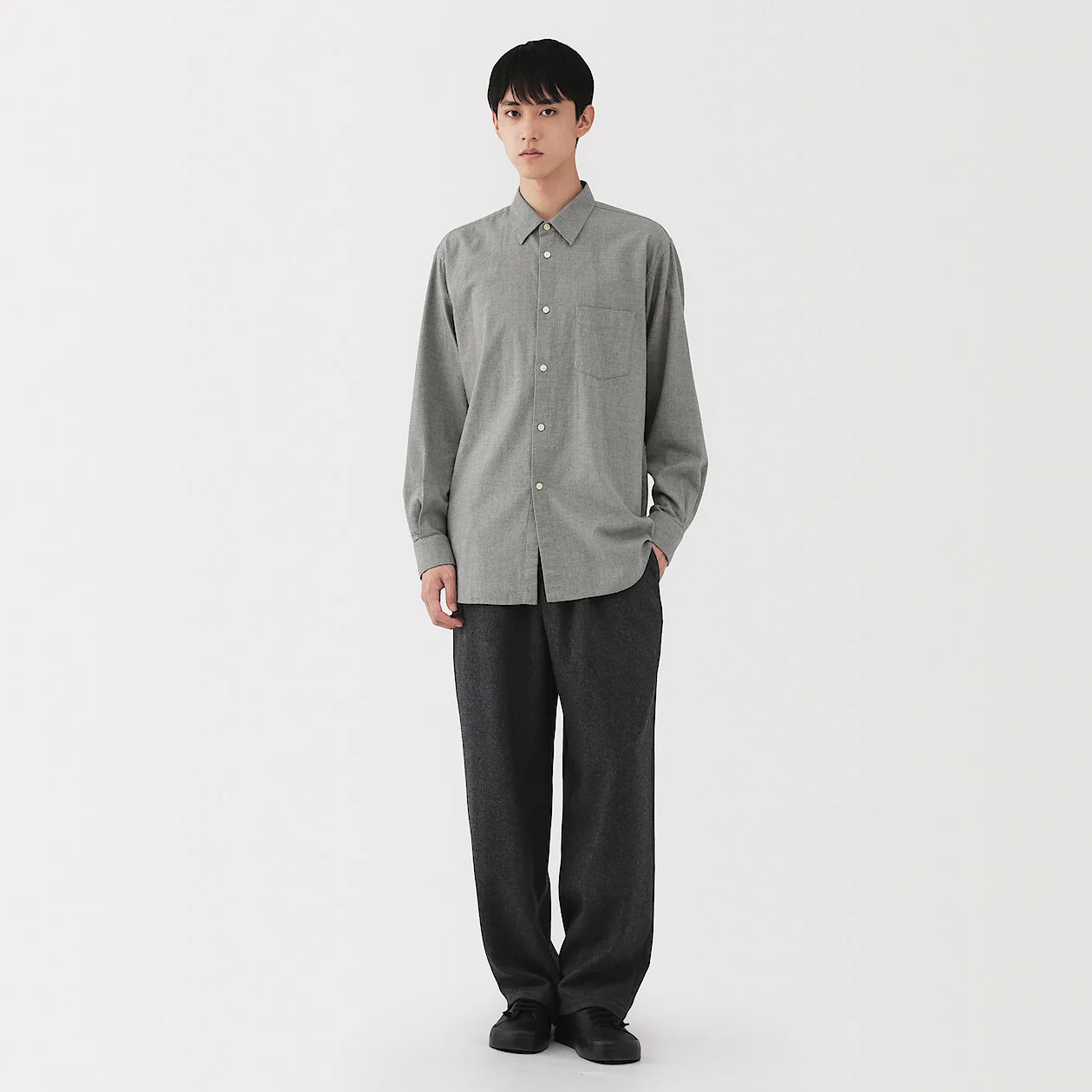 Brushed Cotton Twill Collared Shirt - Image 6
