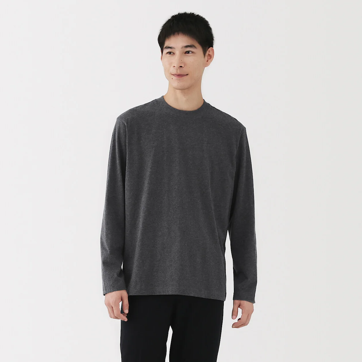 Brushed Jersey Crewneck Long Sleeve T-Shirt - Image 14