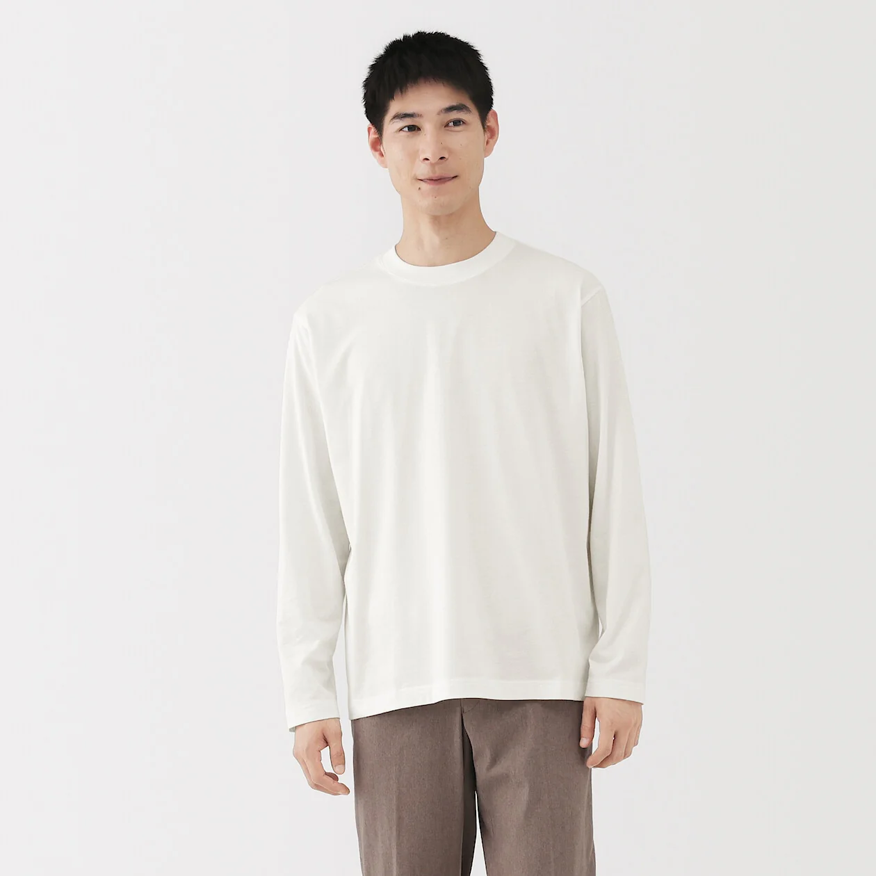 Brushed Jersey Crewneck Long Sleeve T-Shirt - Image 6