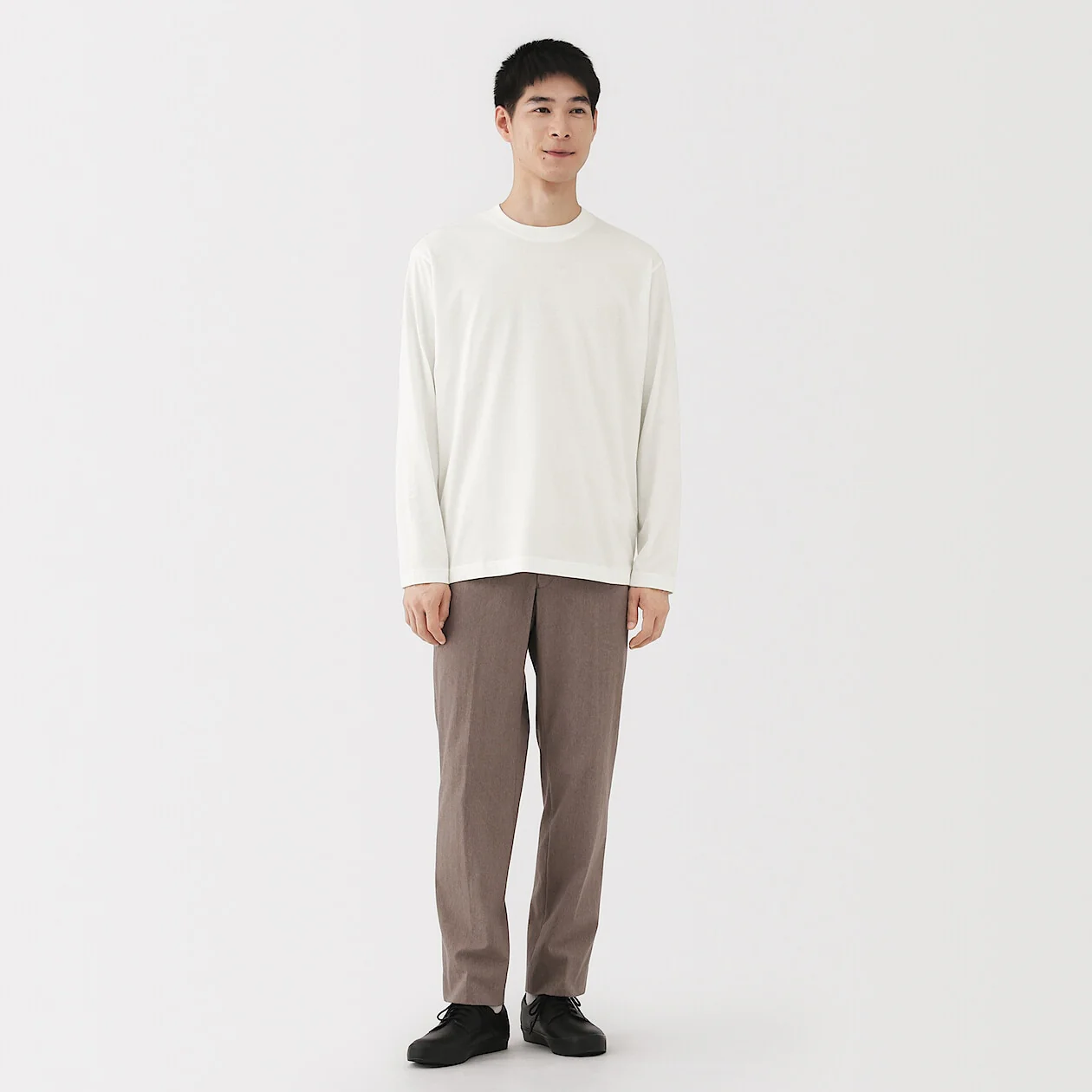 Brushed Jersey Crewneck Long Sleeve T-Shirt - Image 8