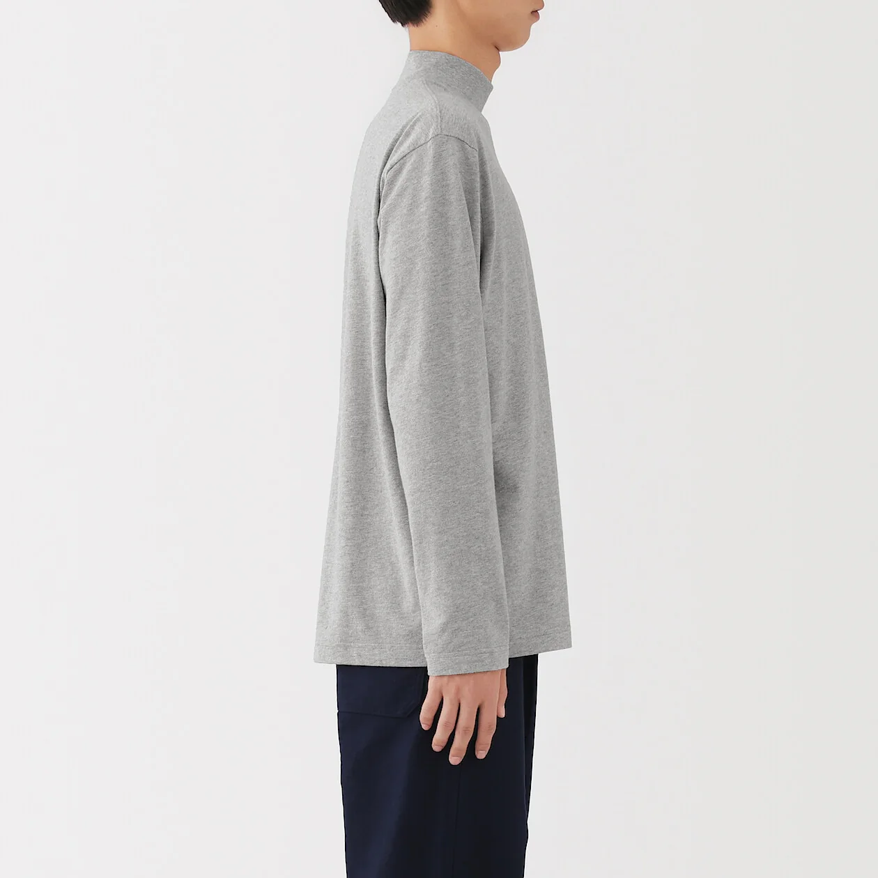 Brushed Jersey High Neck Long Sleeve T-Shirt - Image 18
