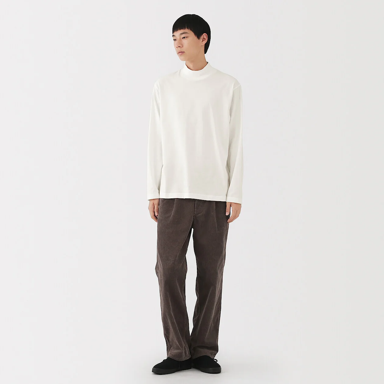 Brushed Jersey High Neck Long Sleeve T-Shirt - Image 3
