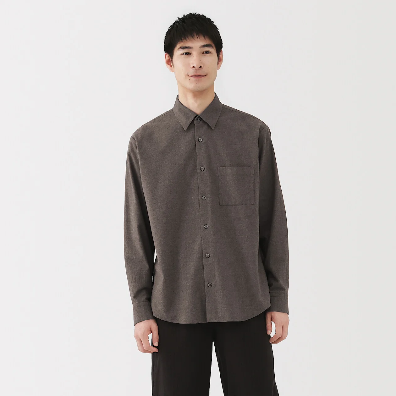 Cotton Wool Blend Flannel Long Sleeve Shirt - Image 16