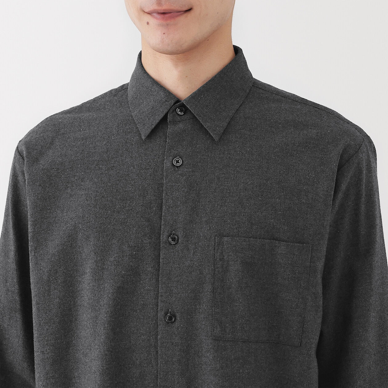 Cotton Wool Blend Flannel Long Sleeve Shirt - Image 5