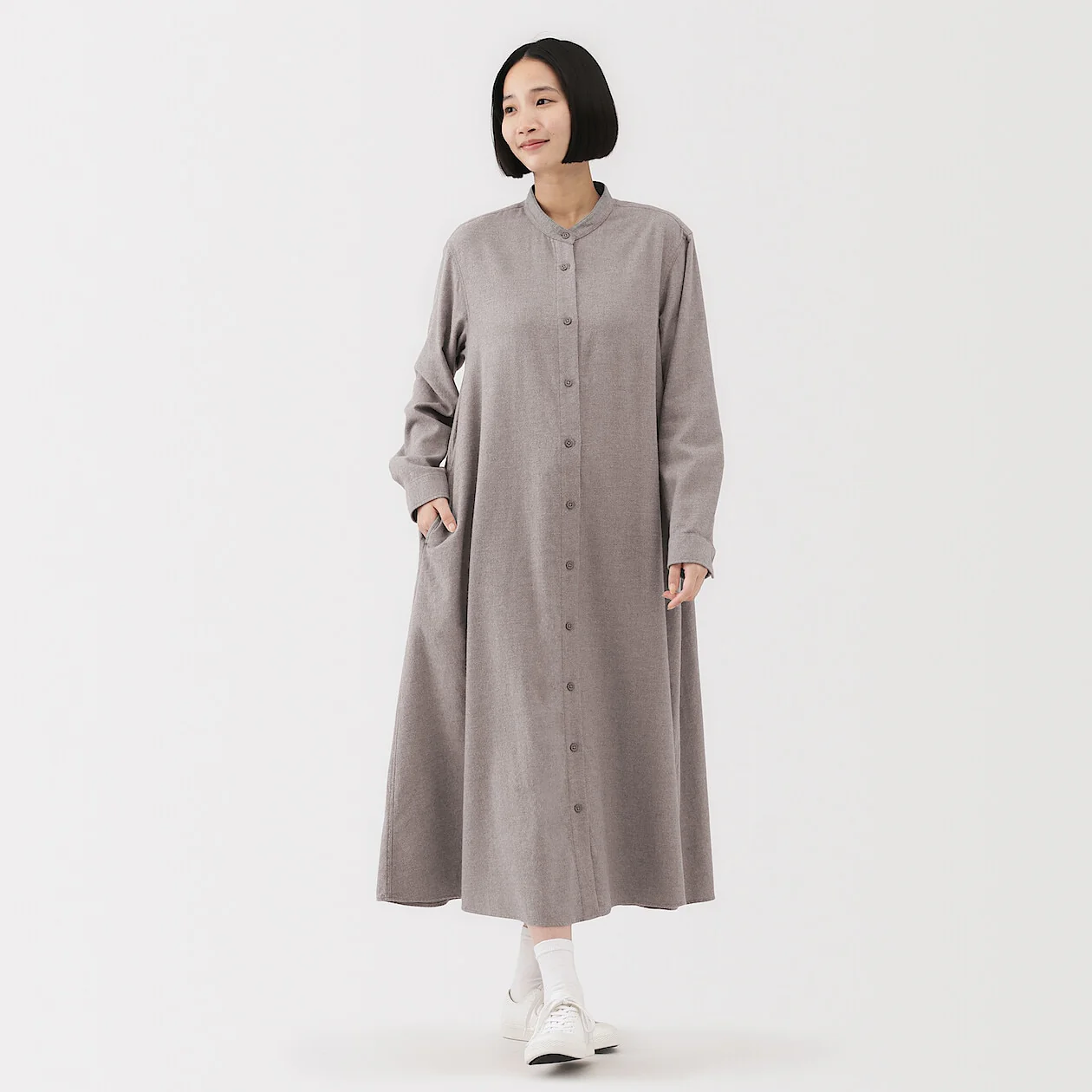 Double Brushed Flannel Long-Sleeve Dress - Image 5