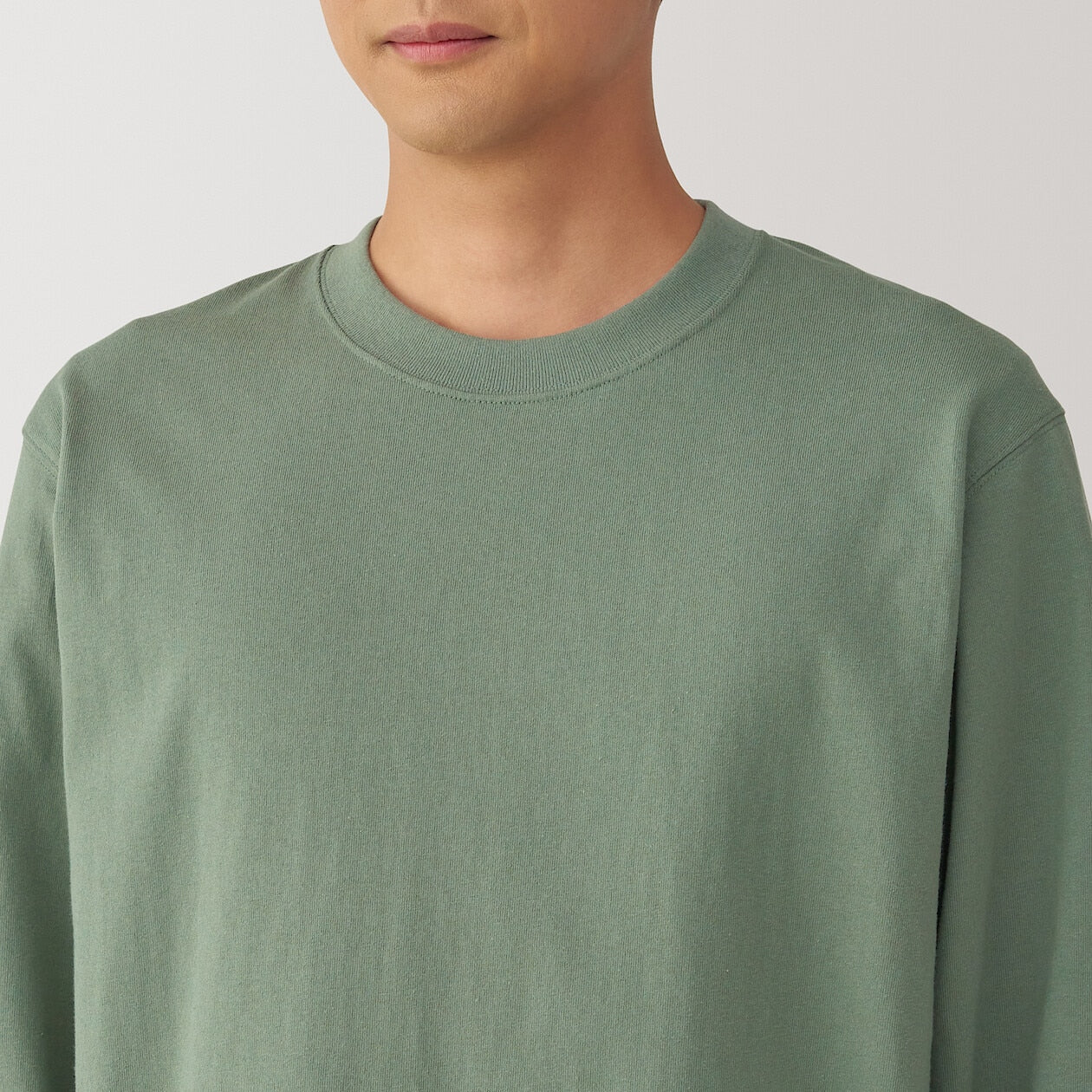Washed Cotton Heavyweight Crewneck Long Sleeve T-Shirt - Image 12