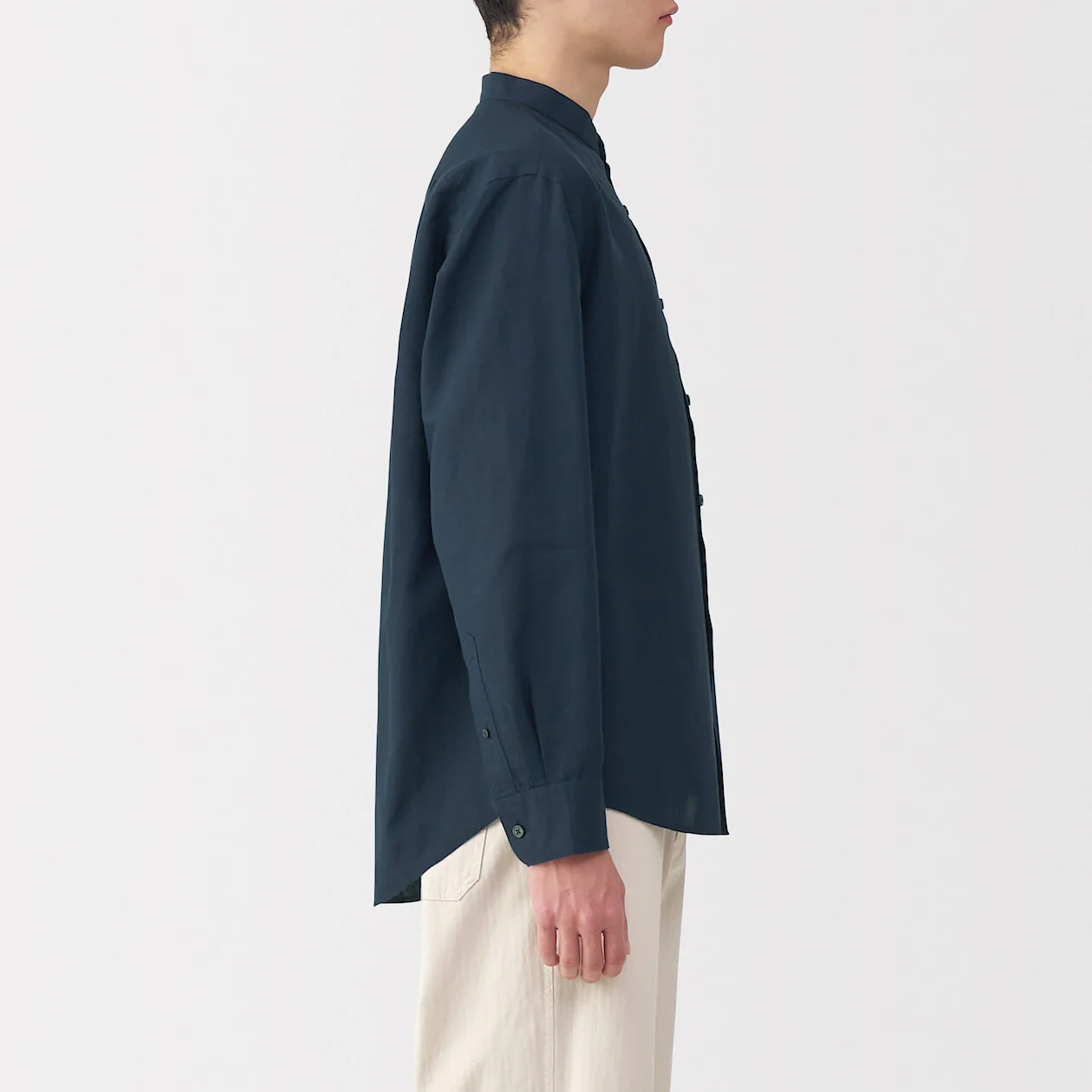 Hemp Cotton Stand Collar Long Sleeve Shirt - Image 19