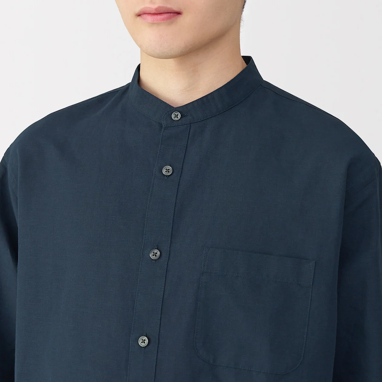 Hemp Cotton Stand Collar Long Sleeve Shirt - Image 21