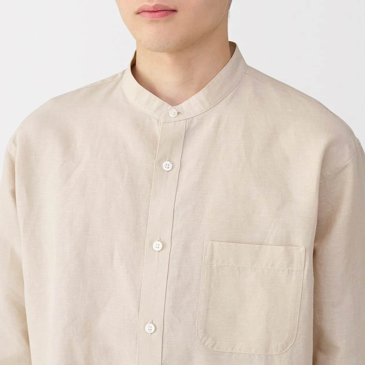 Hemp Cotton Stand Collar Long Sleeve Shirt - Image 29