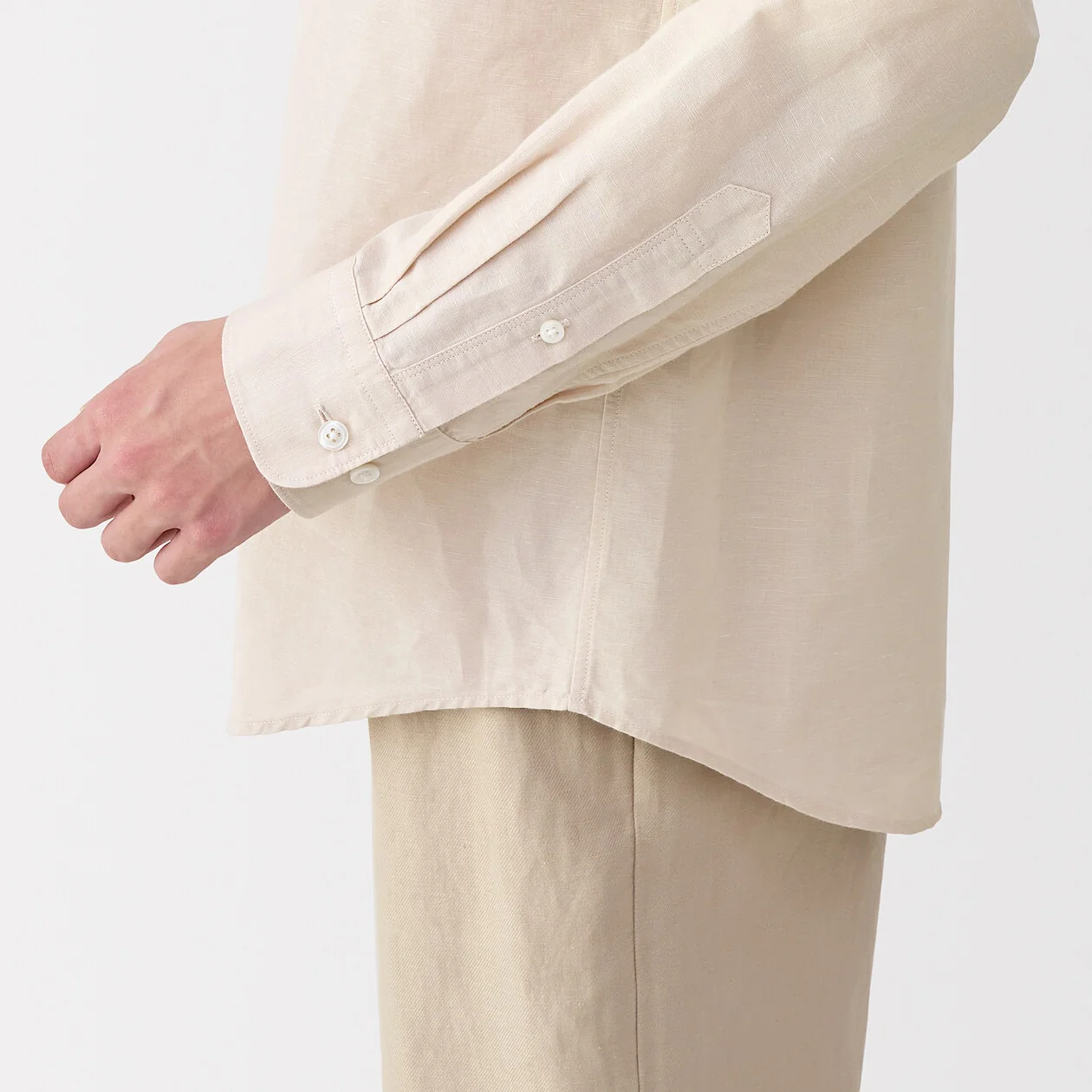 Hemp Cotton Stand Collar Long Sleeve Shirt - Image 30