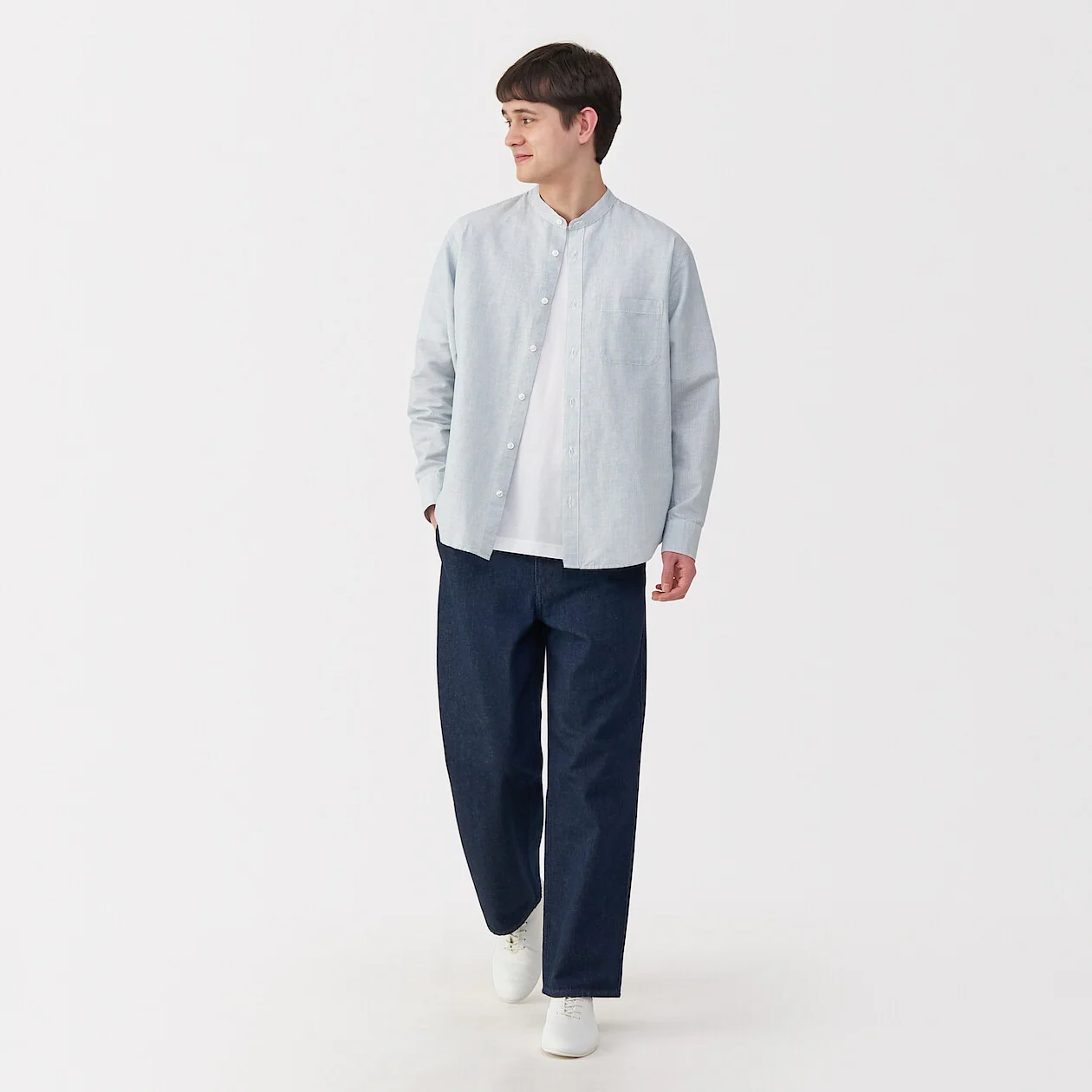 Hemp Cotton Stand Collar Long Sleeve Shirt - Image 34
