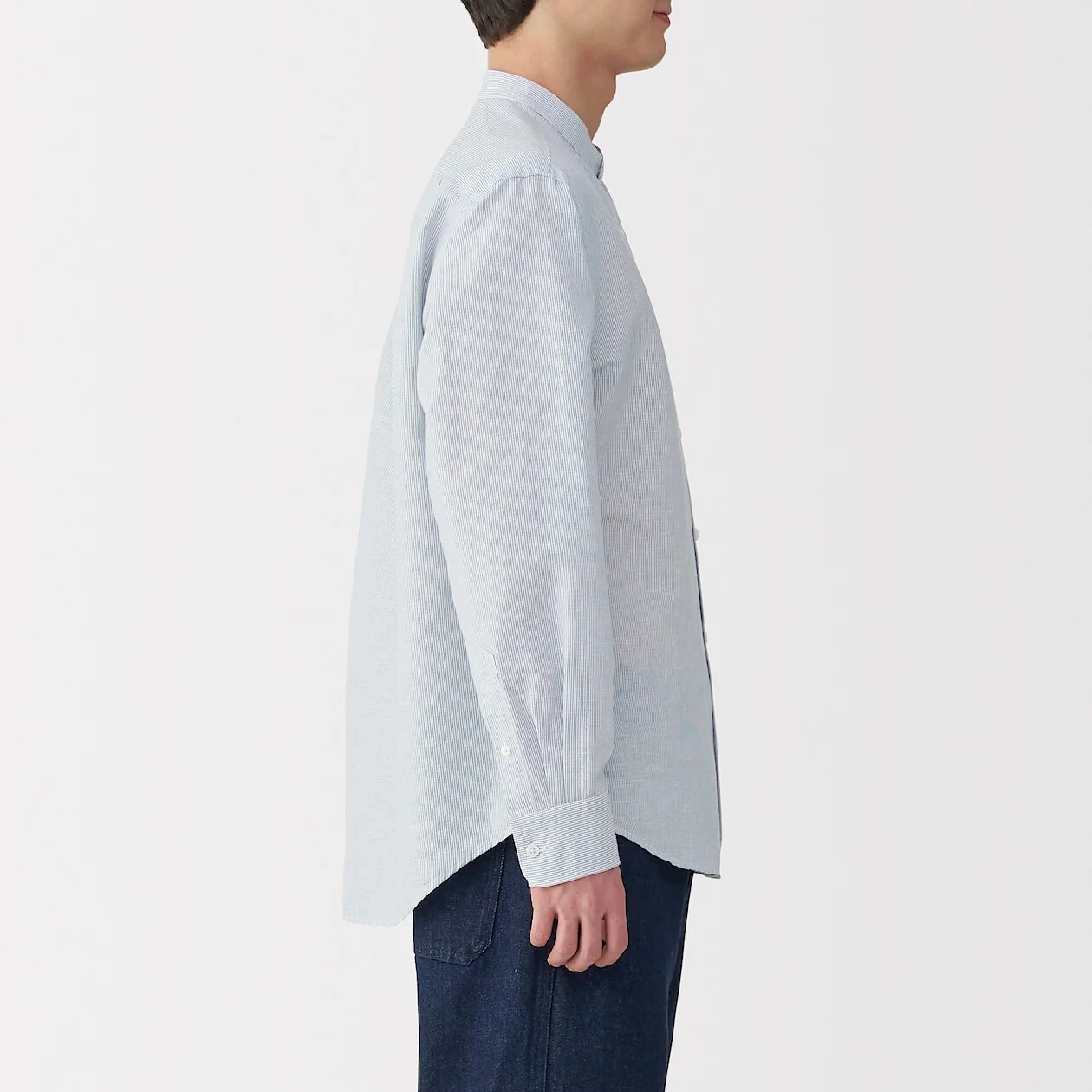 Hemp Cotton Stand Collar Long Sleeve Shirt - Image 35
