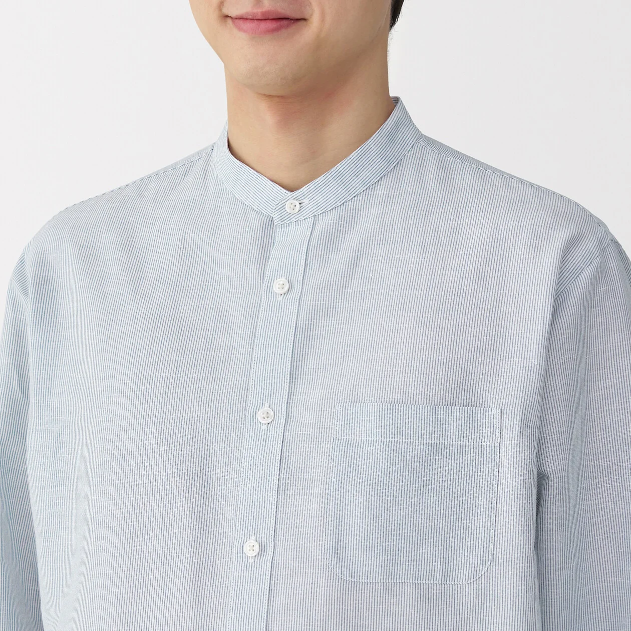 Hemp Cotton Stand Collar Long Sleeve Shirt - Image 37