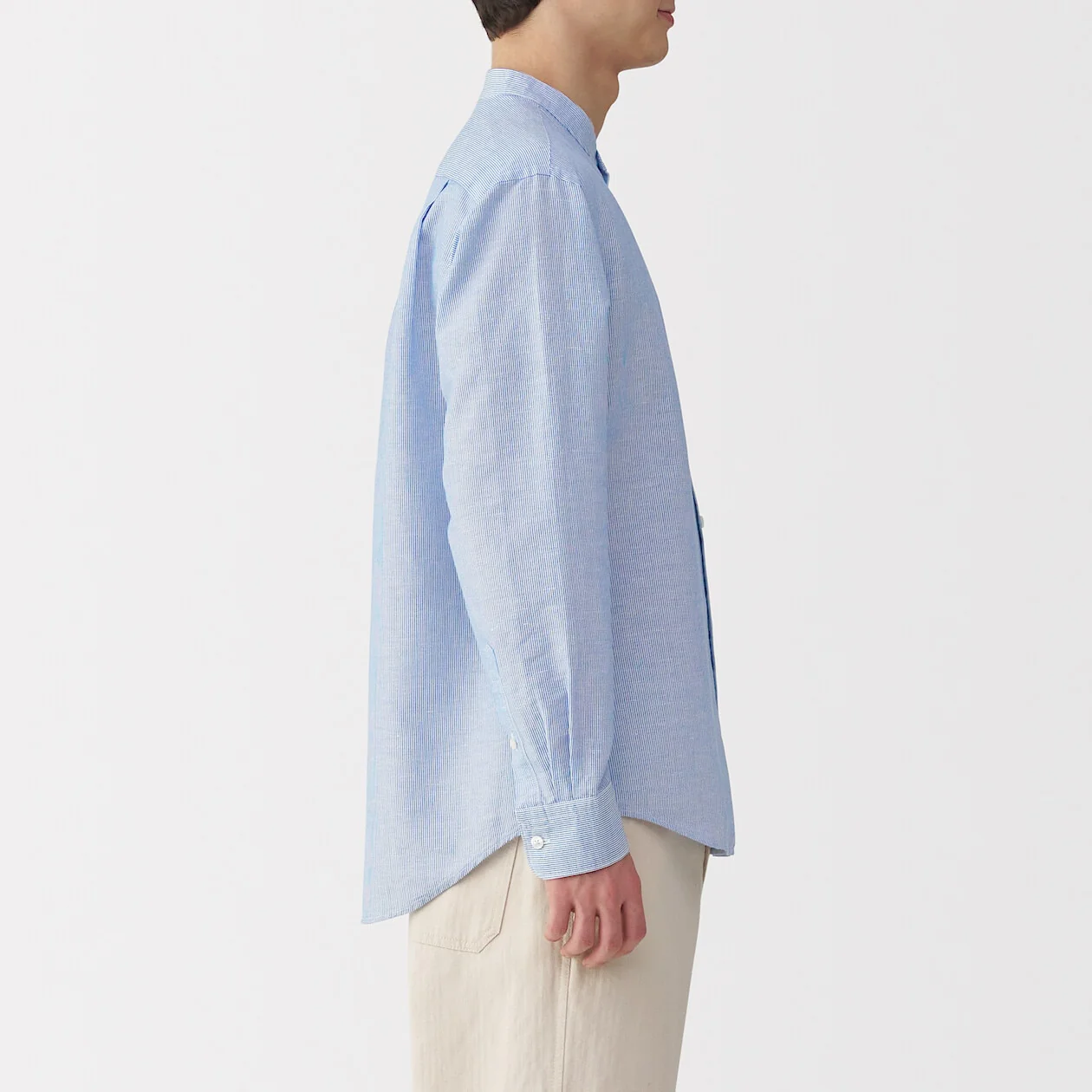 Hemp Cotton Stand Collar Long Sleeve Shirt - Image 43