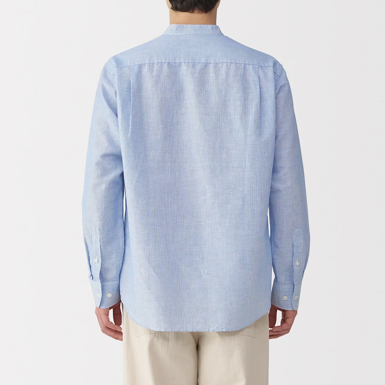 Hemp Cotton Stand Collar Long Sleeve Shirt - Image 44