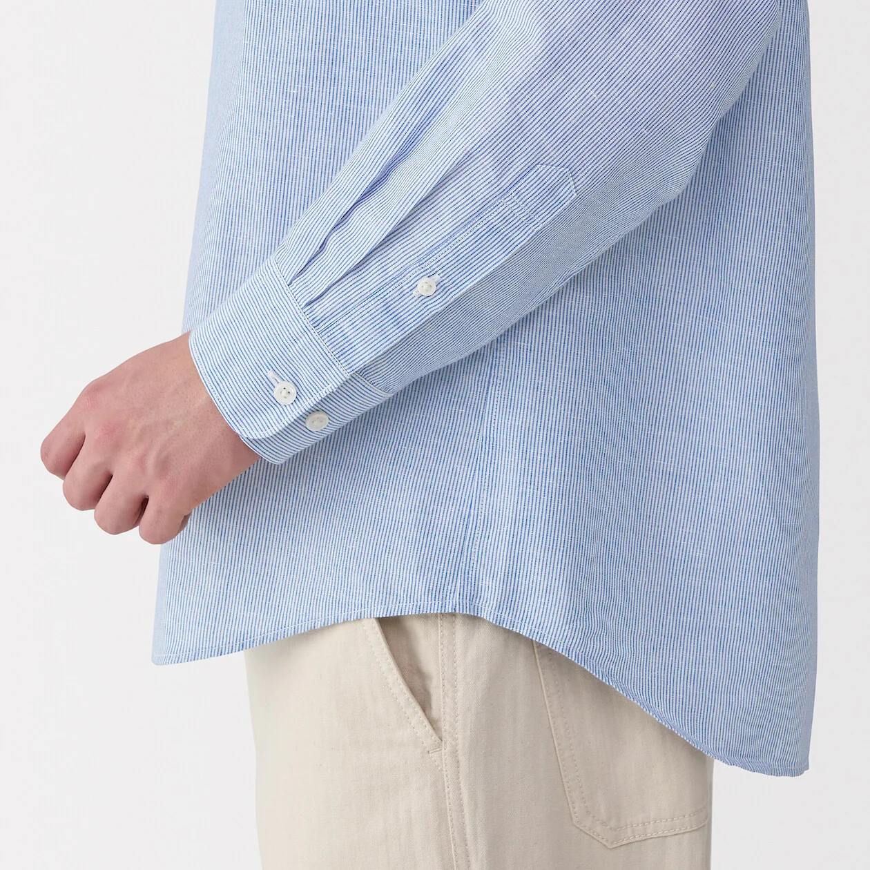 Hemp Cotton Stand Collar Long Sleeve Shirt - Image 46