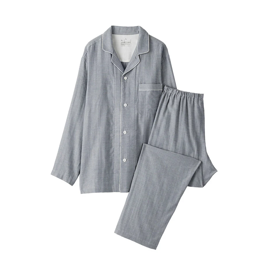 Side Seamless Double Gauze Long Sleeve Pyjamas - Image 11
