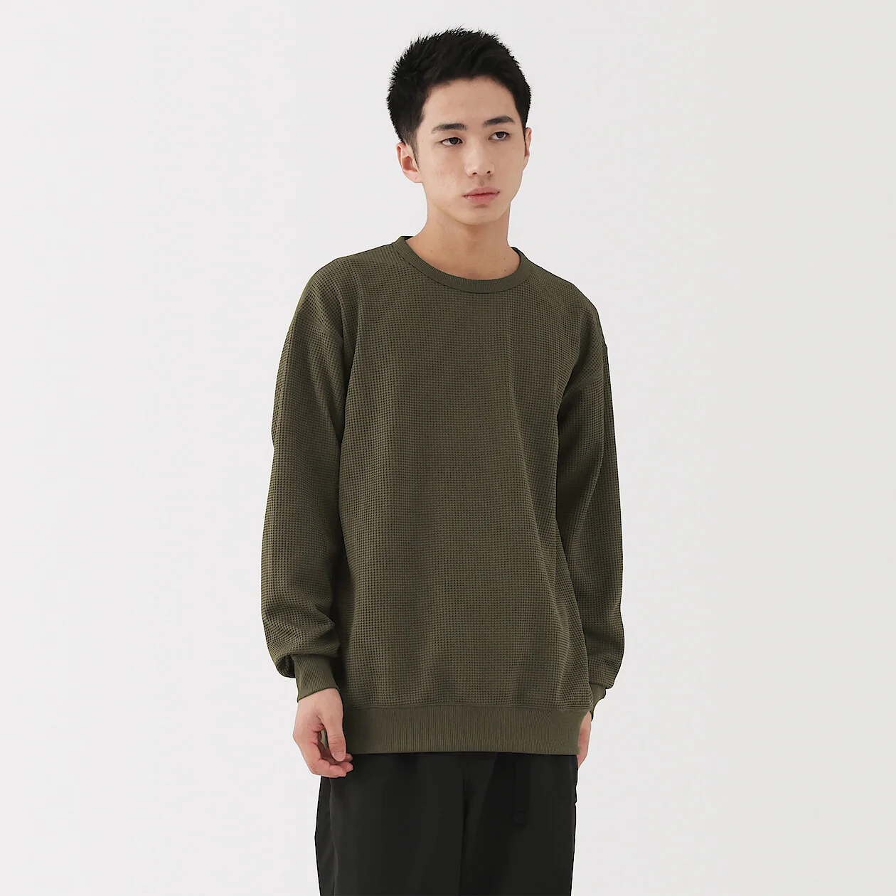 UV Protection Quick Dry Waffle Crewneck Long Sleeve T-Shirt - Image 7
