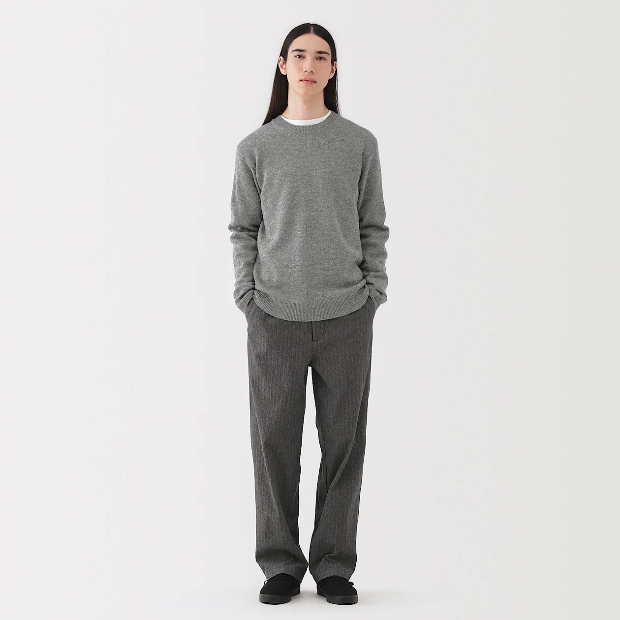 Washable Wool Mid Gauge Crewneck Sweater - Image 2