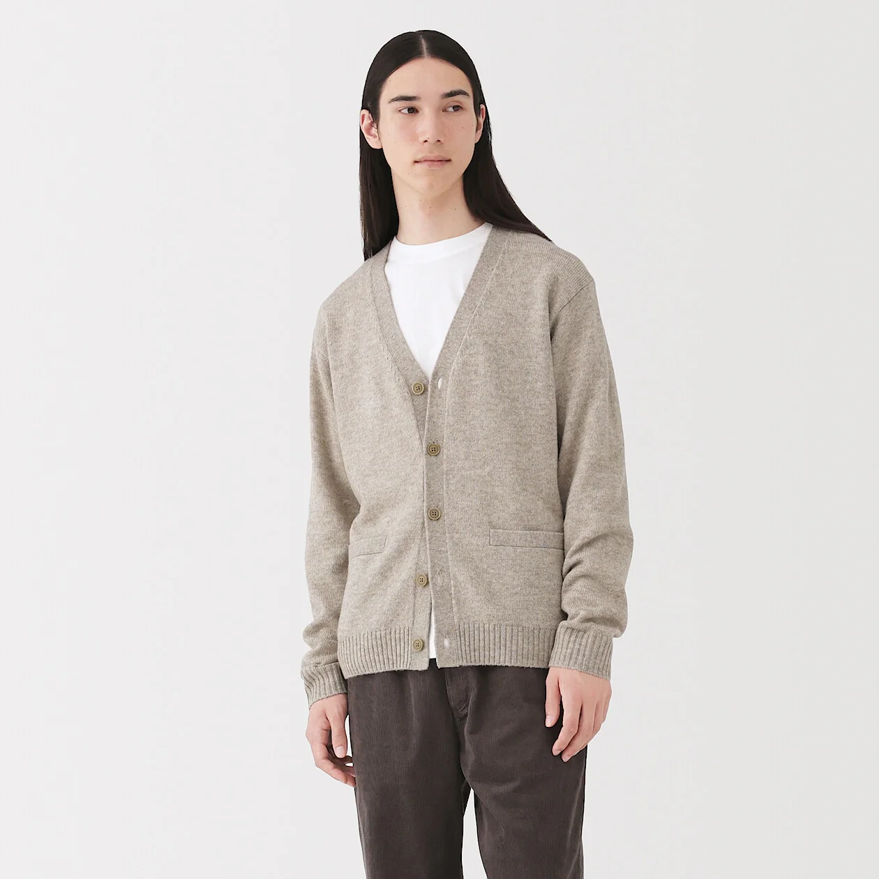 Washable Wool Mid Gauge V-Neck Cardigan - Image 14