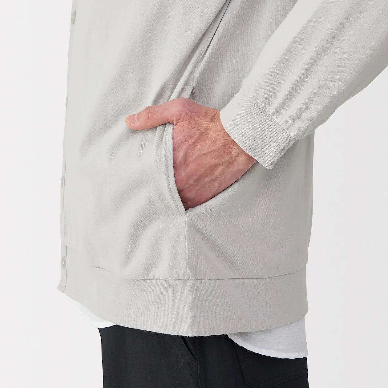 Washed Cotton Jersey V-Neck Cardigan - Image 6