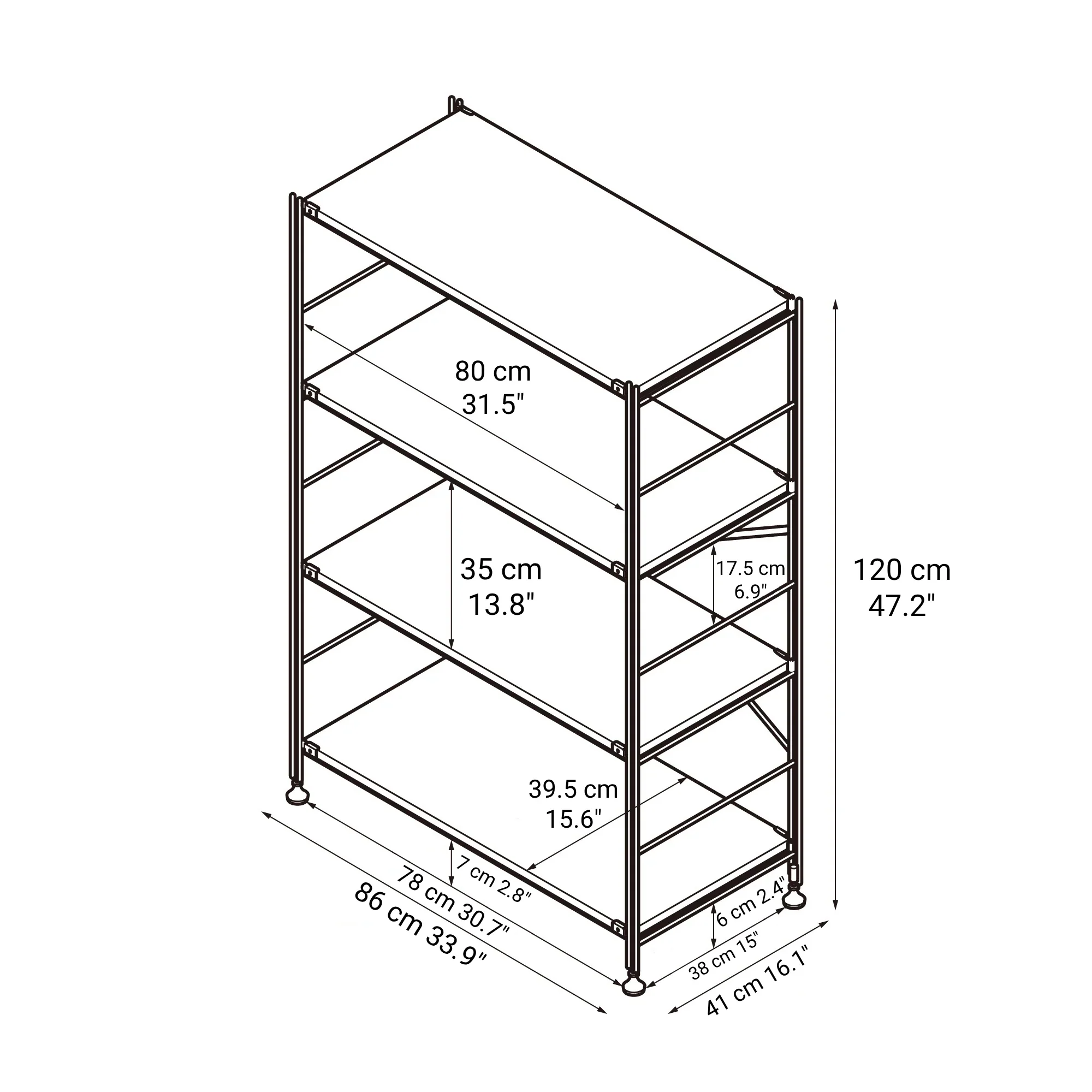 Oak Stainless Steel Unit Shelf Set - Wide - Medium - Image 5