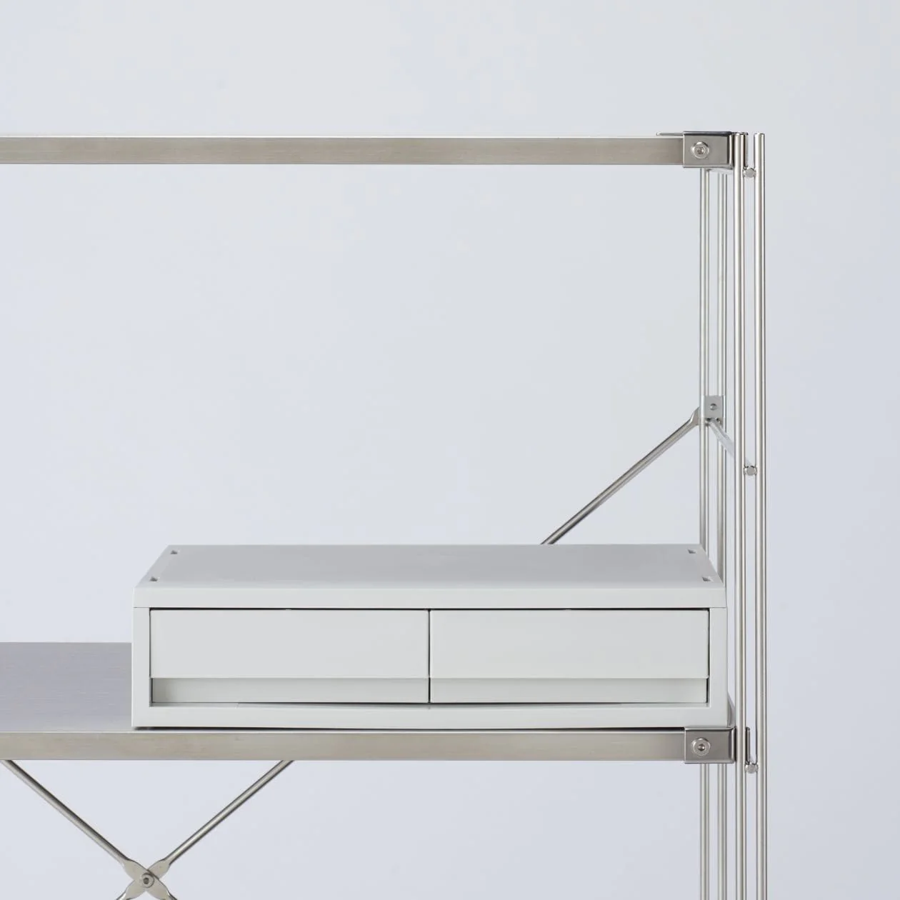 2-Drawer White Grey Polypropylene Storage Case Wide - Extra Shallow - Image 5
