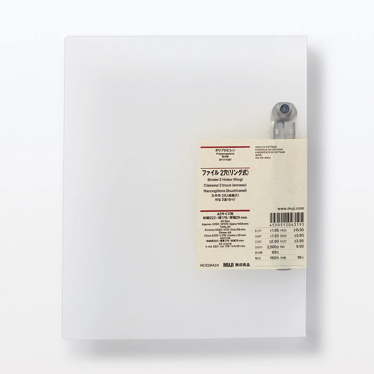 Polypropylene 2 Ring Binder - A5
