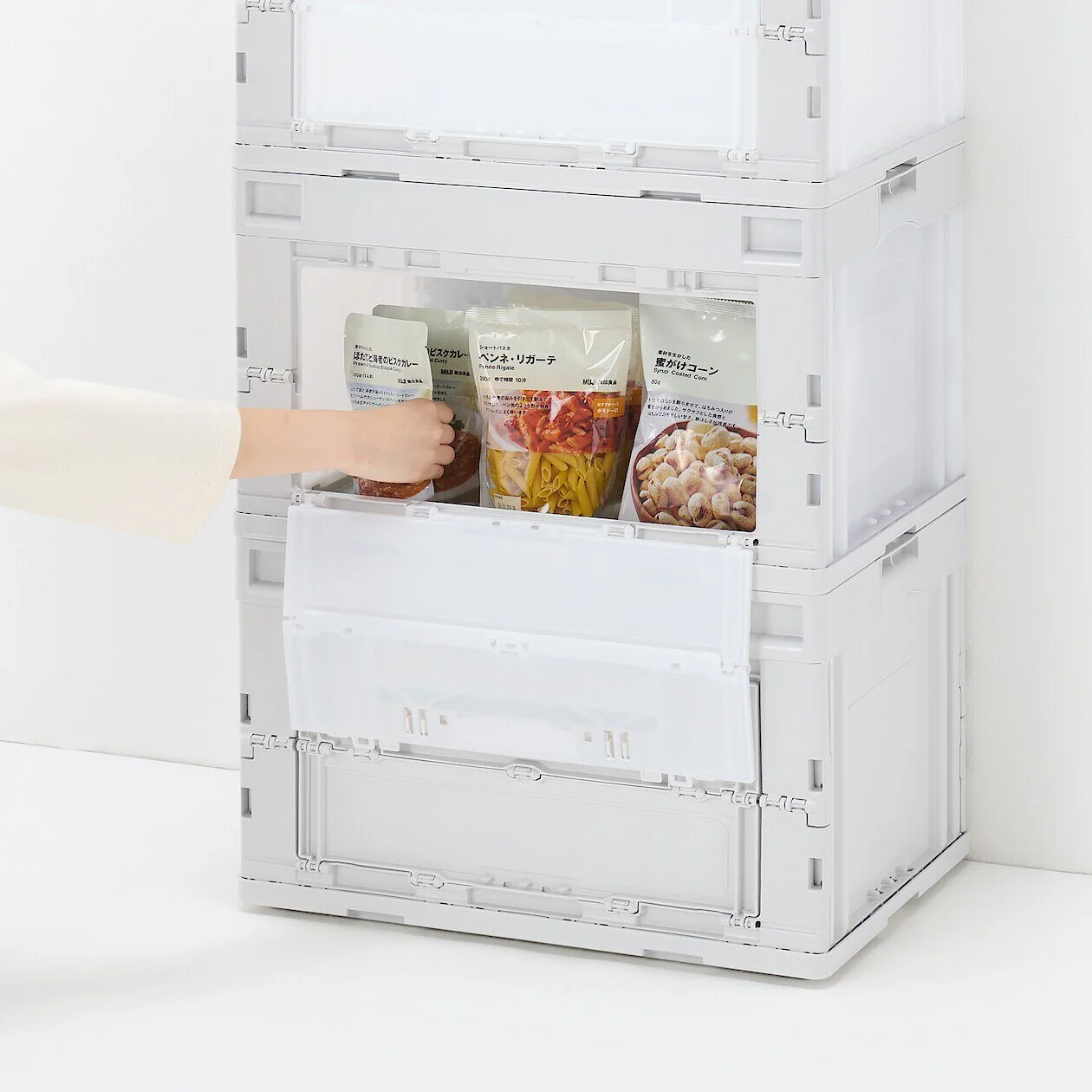 Polypropylene Folding Storage Container with Window - White Grey - 50L - Image 13